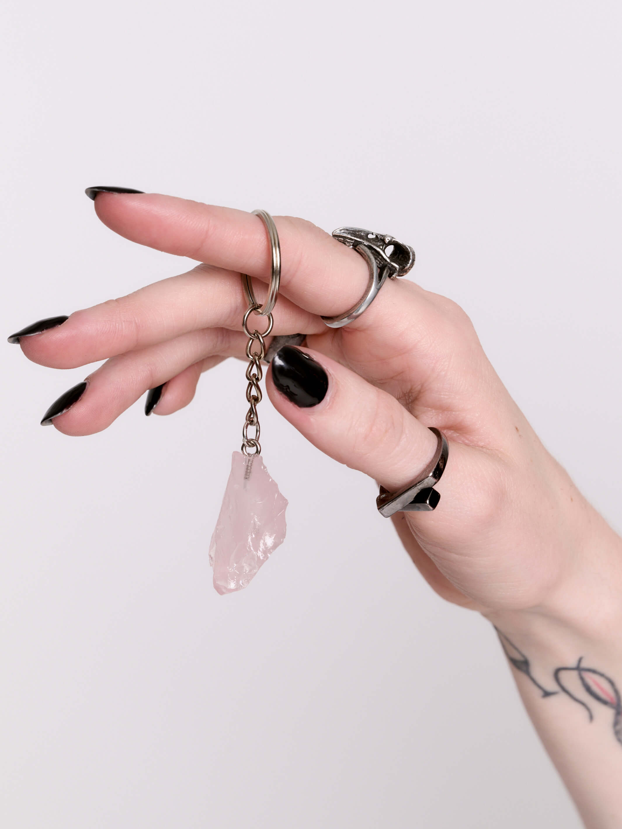 Rose Quartz Keychain (Raw Natural Crystal Charm) by Midnight Hour