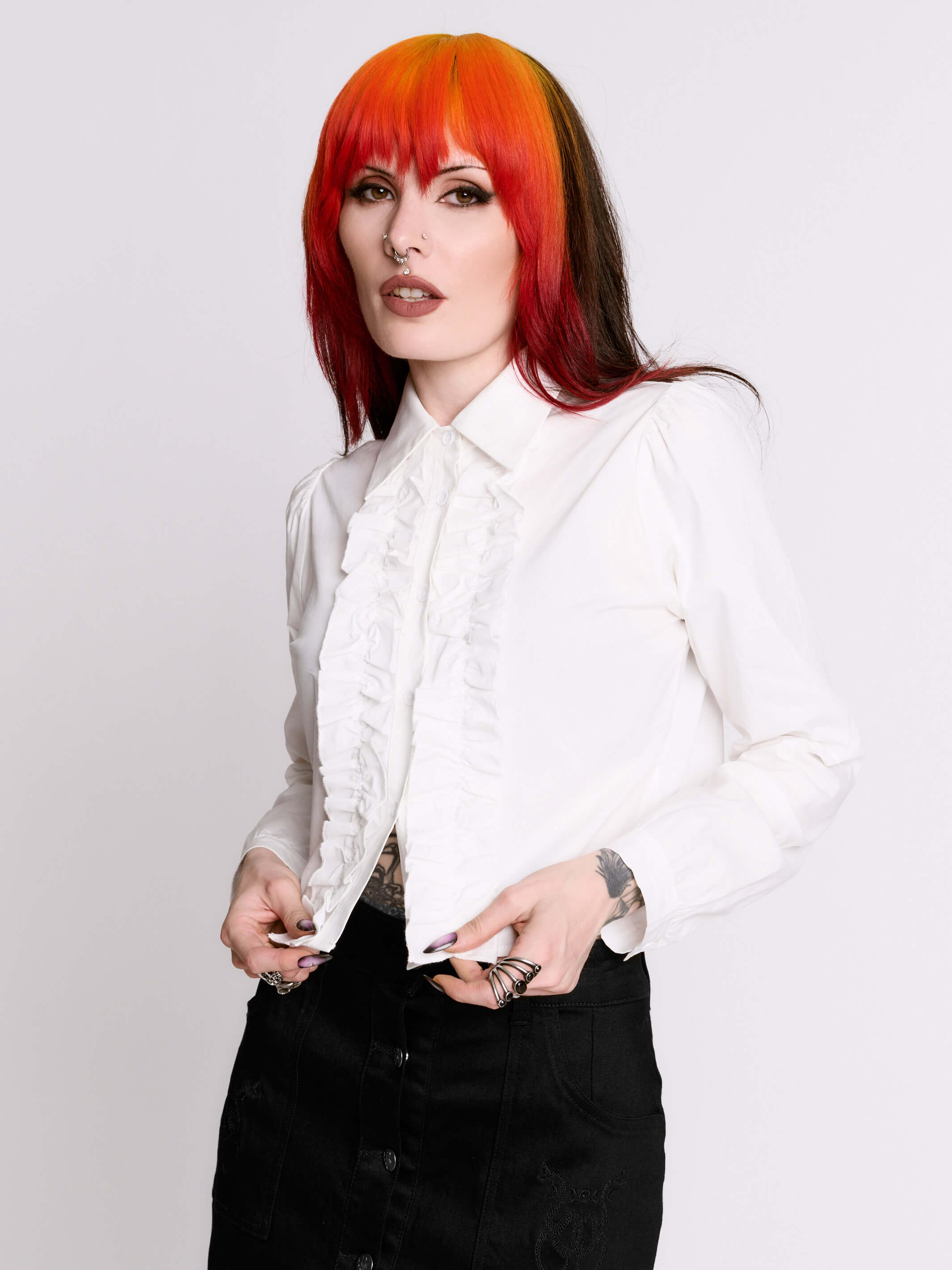 Cropped Ruffle Shirt – Midnight Hour
