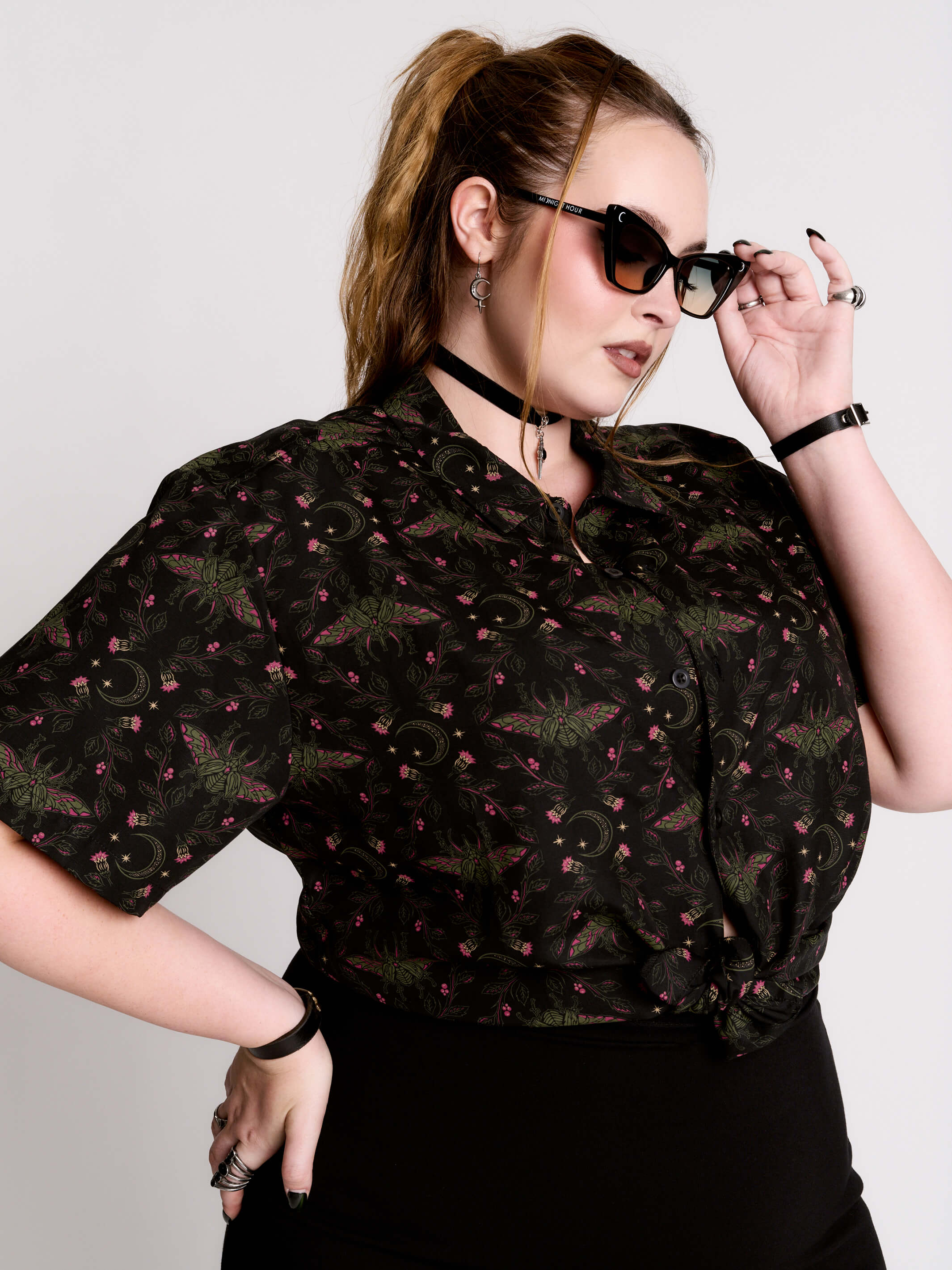 Scarab Unisex Shirt by Midnight Hour | Gothic Celestial Camp Shirt