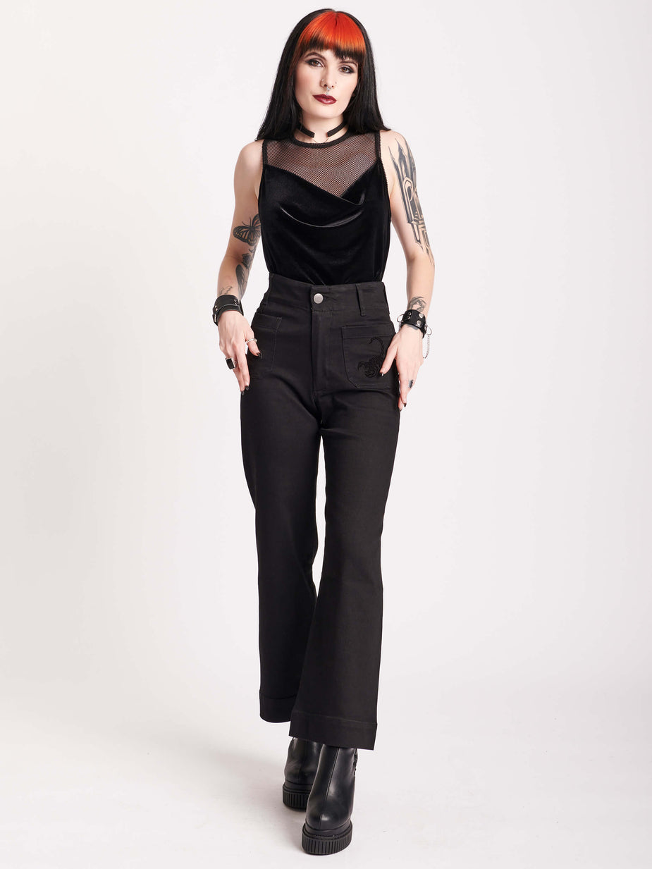 MID RISE PRINTED CROP WIDE LEG JEANS main image 1