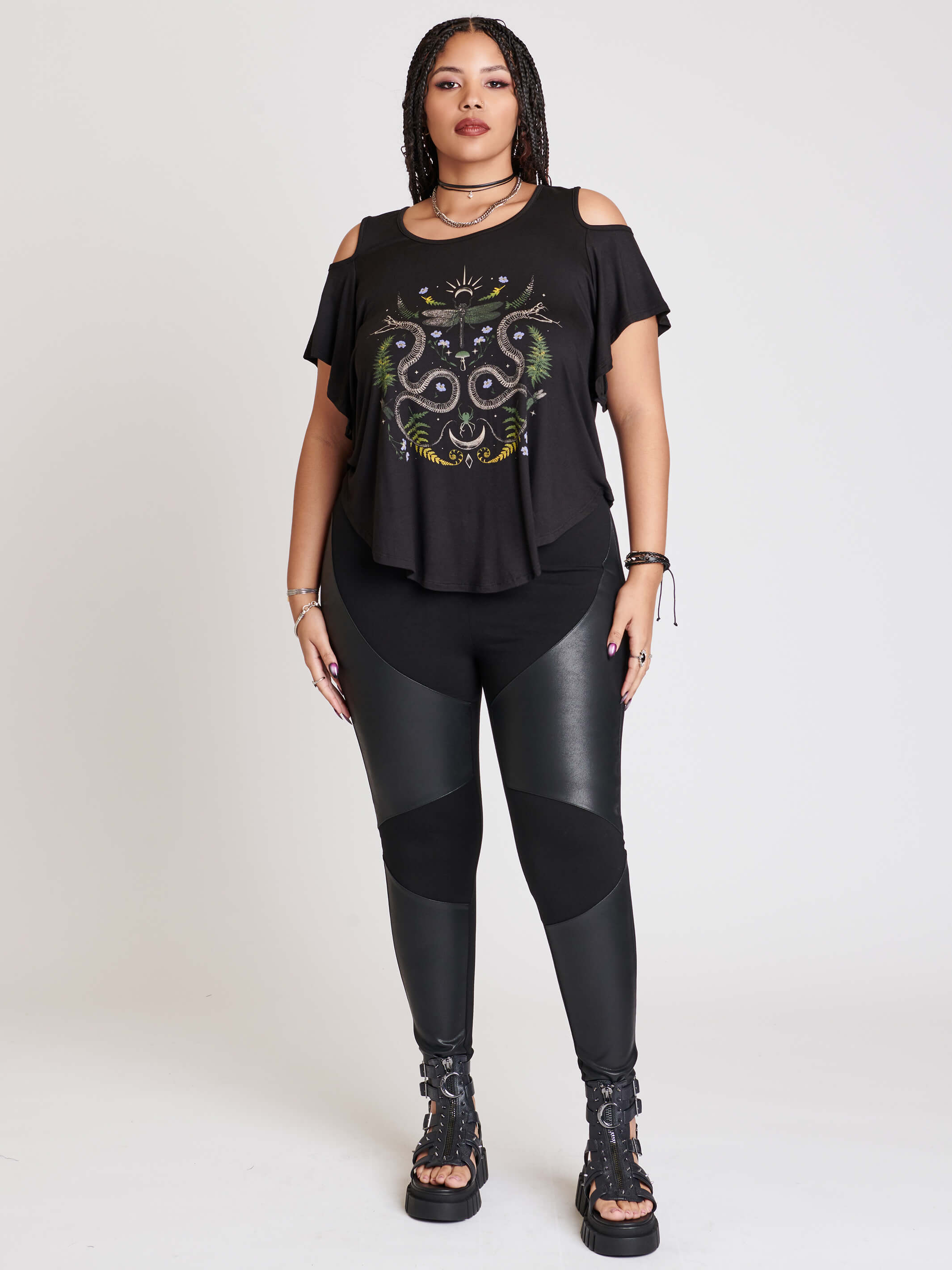 cold shoulder black top plus size