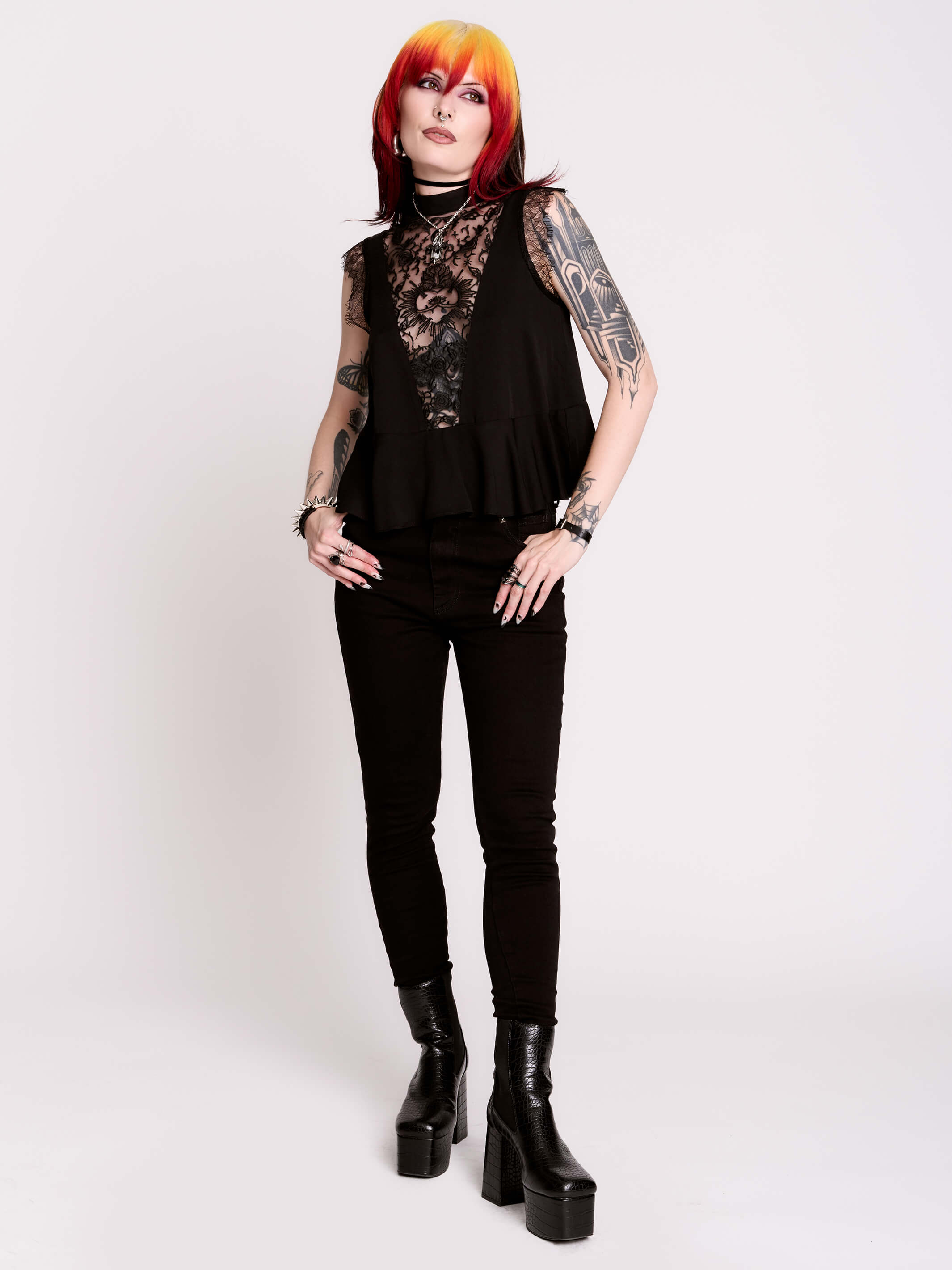 Sacred Heart Victorian Top by Midnight Hour – Gothic Lace Peplum