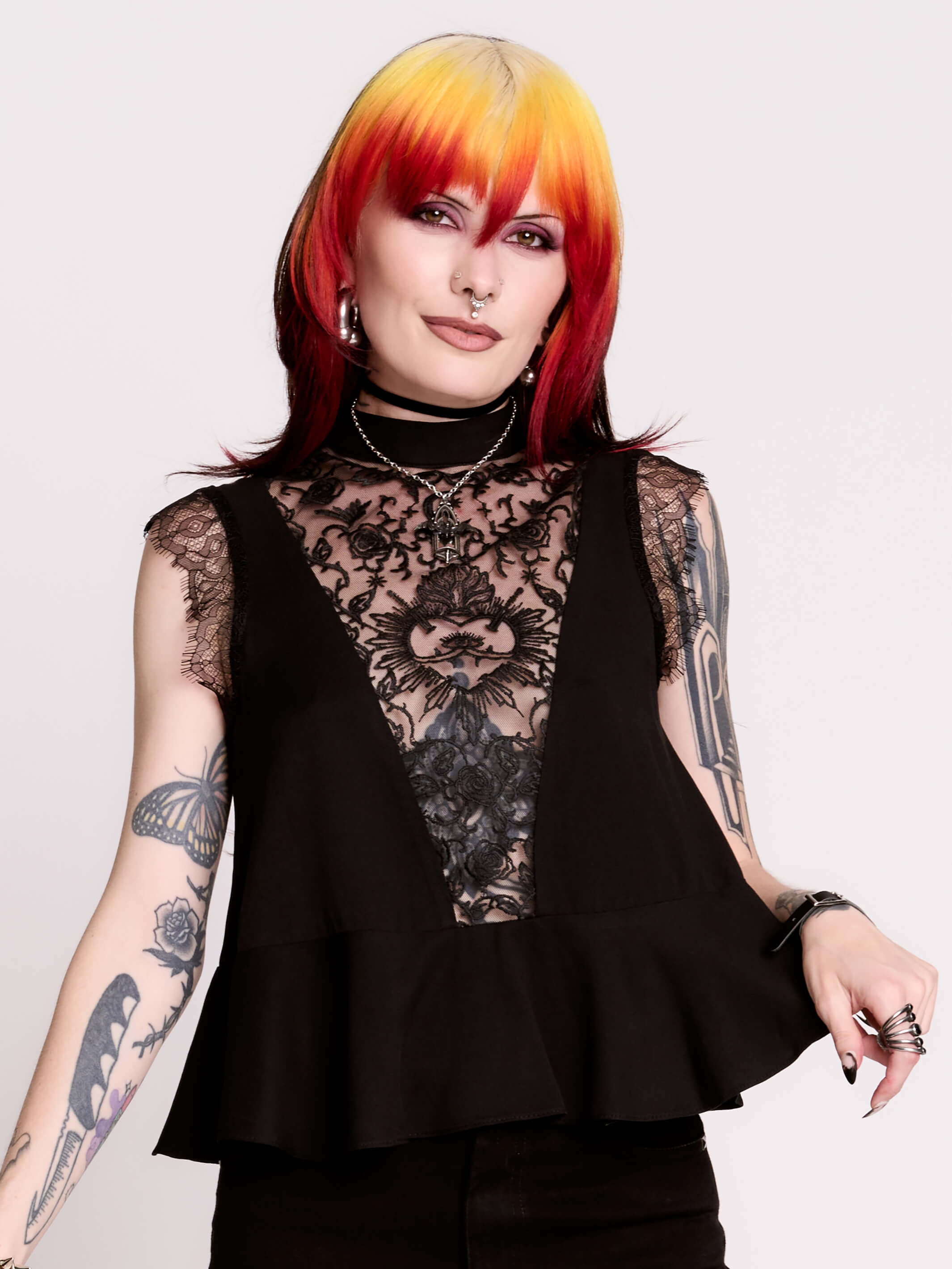 Sacred Heart Victorian Top by Midnight Hour – Gothic Lace Peplum