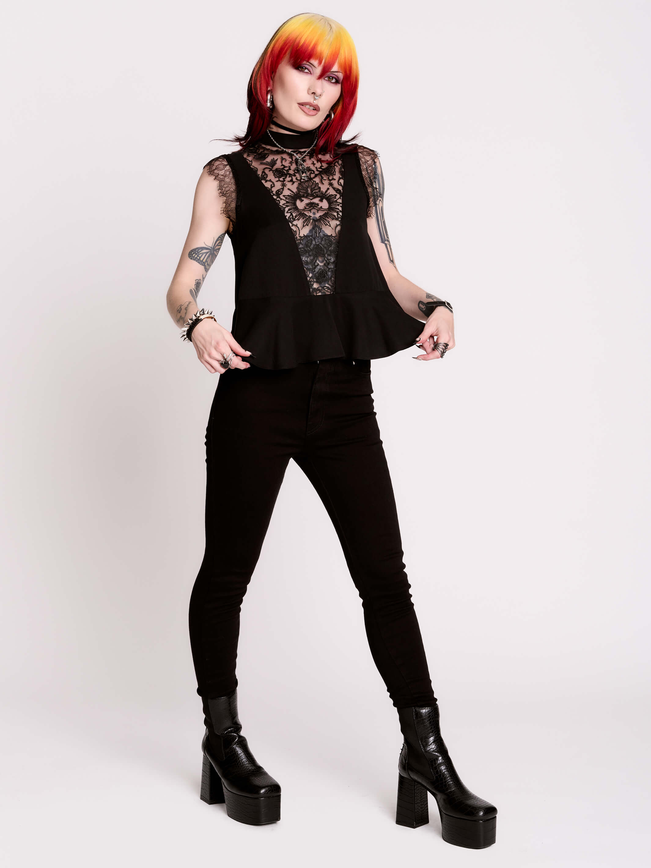 Sacred Heart Victorian Top by Midnight Hour – Gothic Lace Peplum