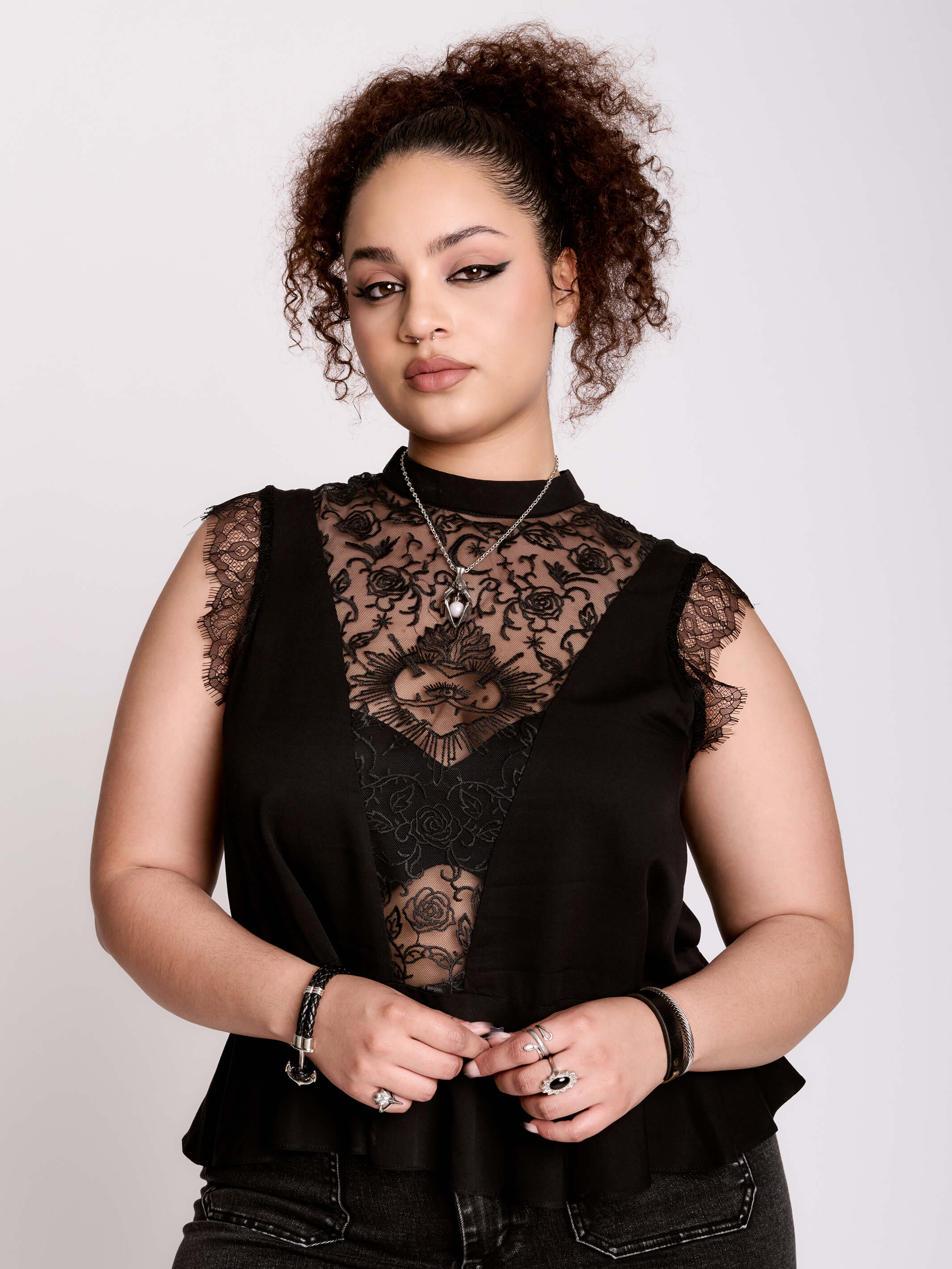 Sacred Heart Victorian Top | Gothic Lace Peplum Sleeveless