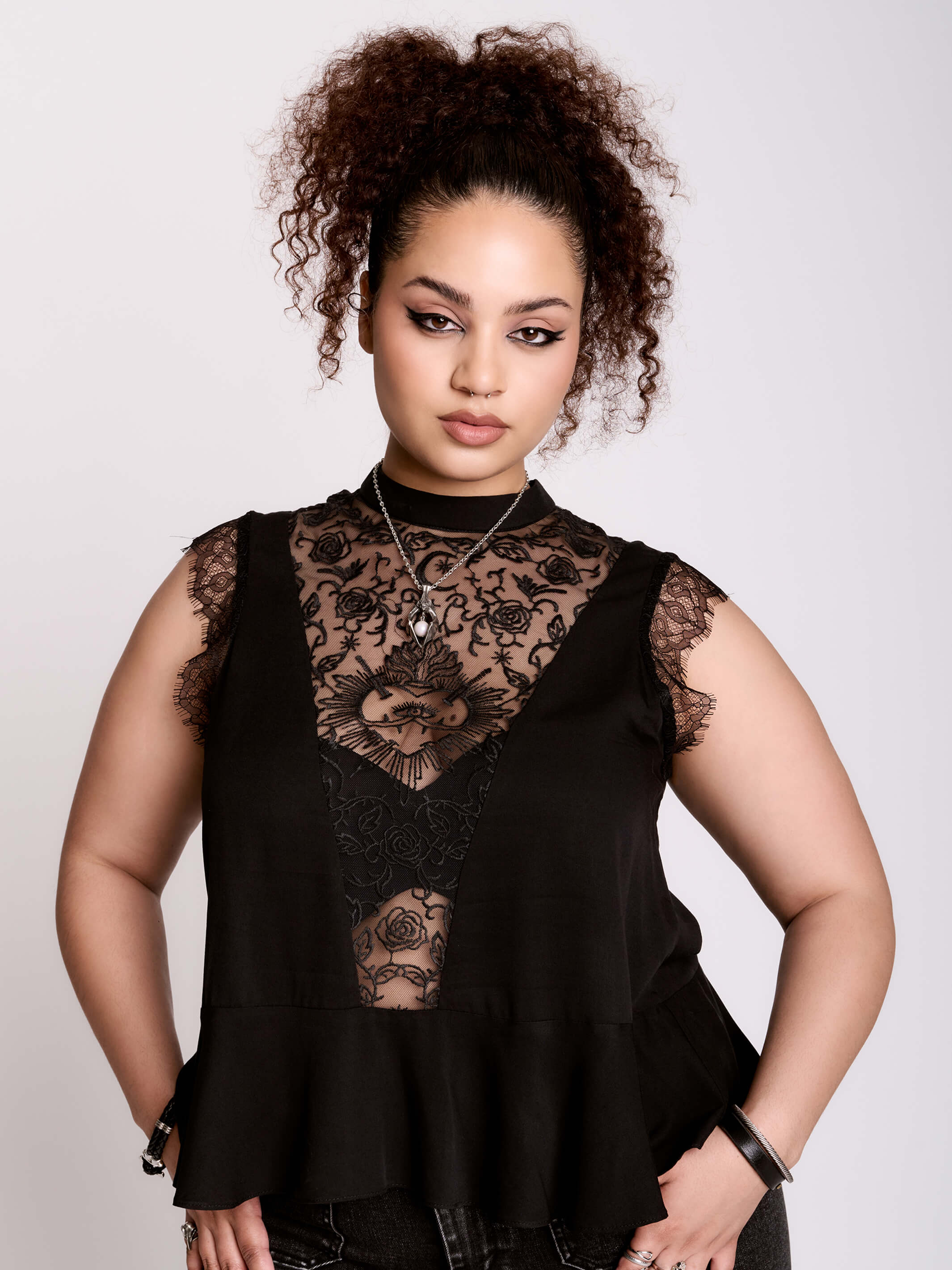 Sacred Heart Victorian Top by Midnight Hour – Gothic Lace Peplum