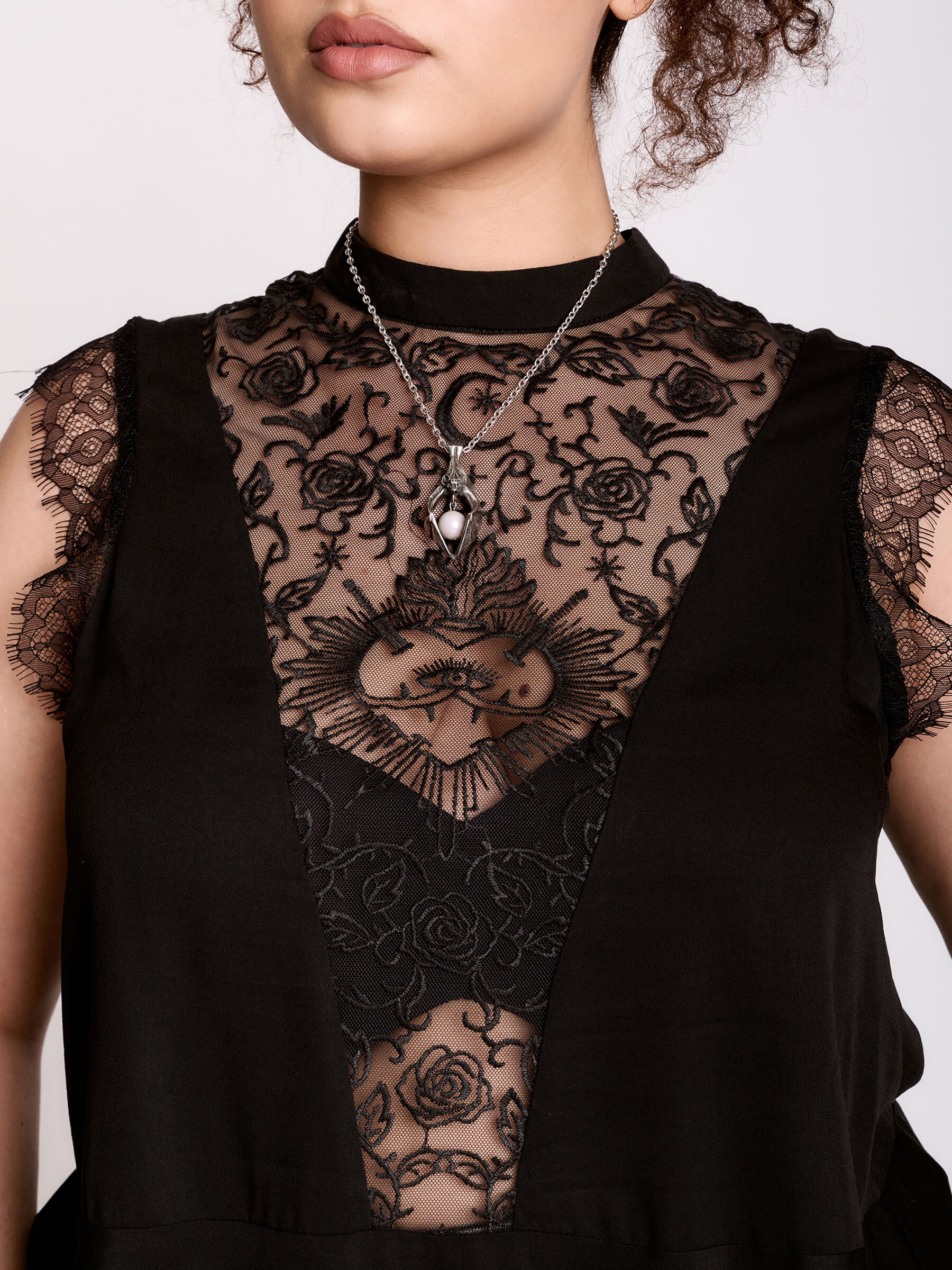 Sacred Heart Victorian Top | Gothic Lace Peplum Sleeveless