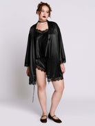 Satin Bat Lace Robe