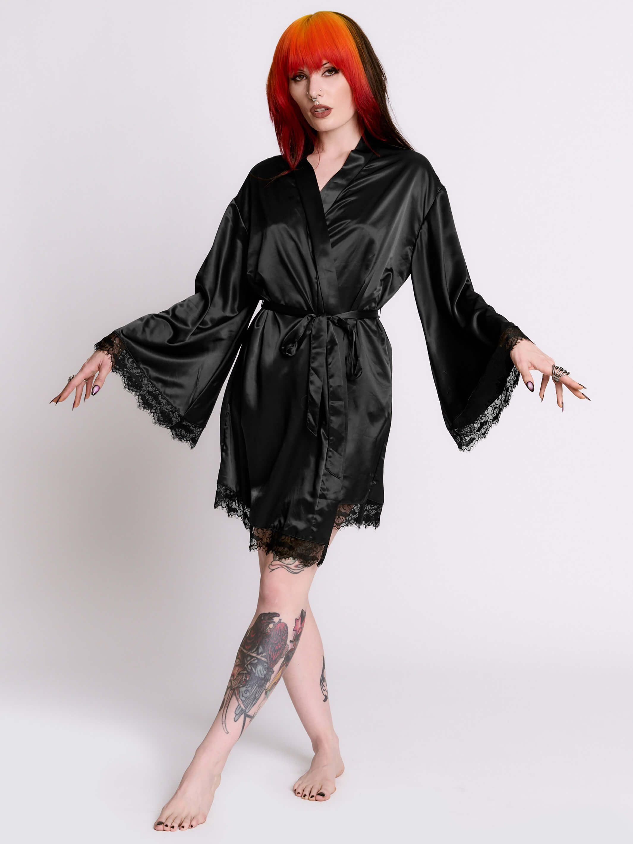 Satin Bat Lace Robe