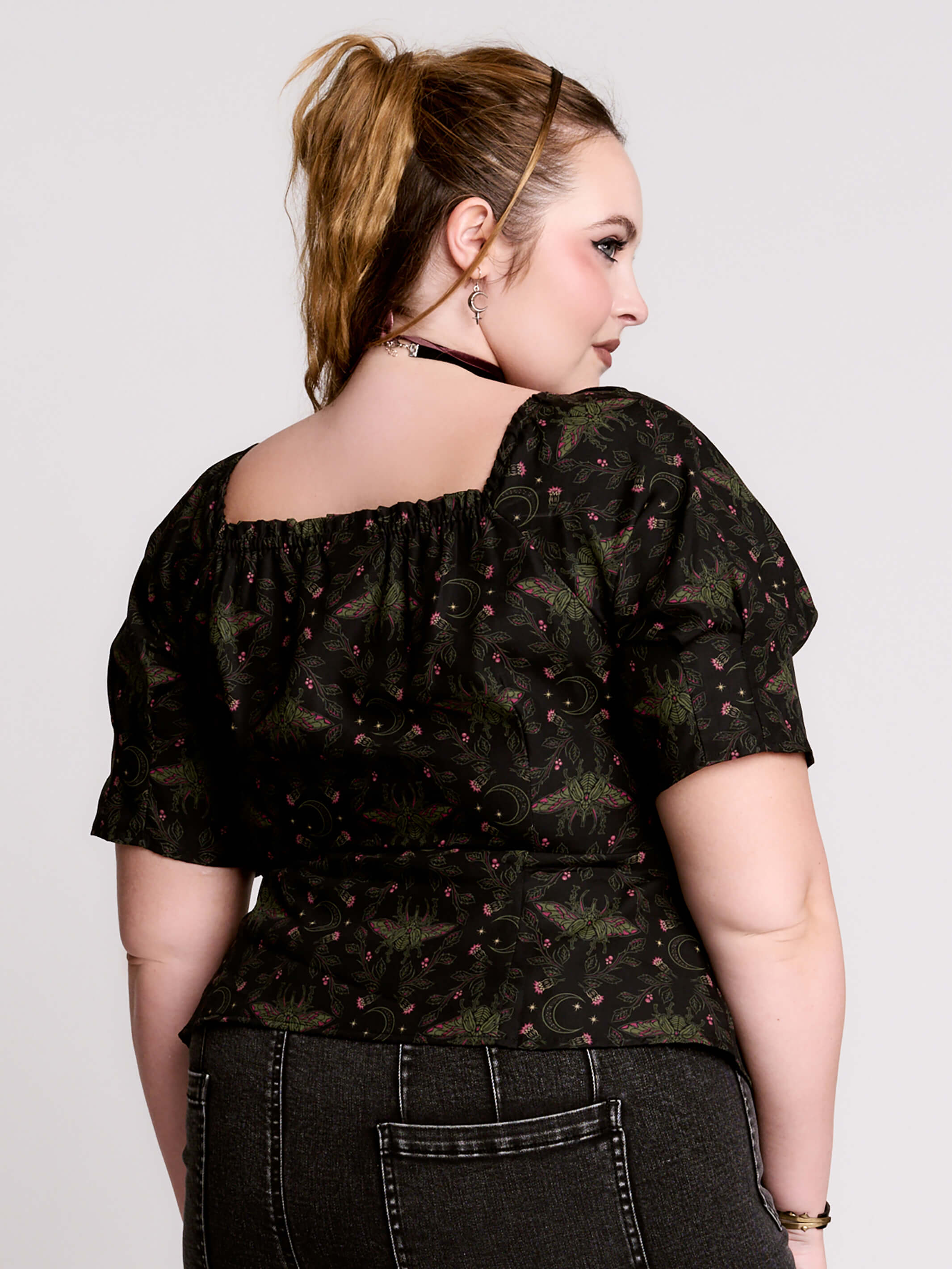 Scarab Puff Sleeve Blouse by Midnight Hour – Tencel Linen