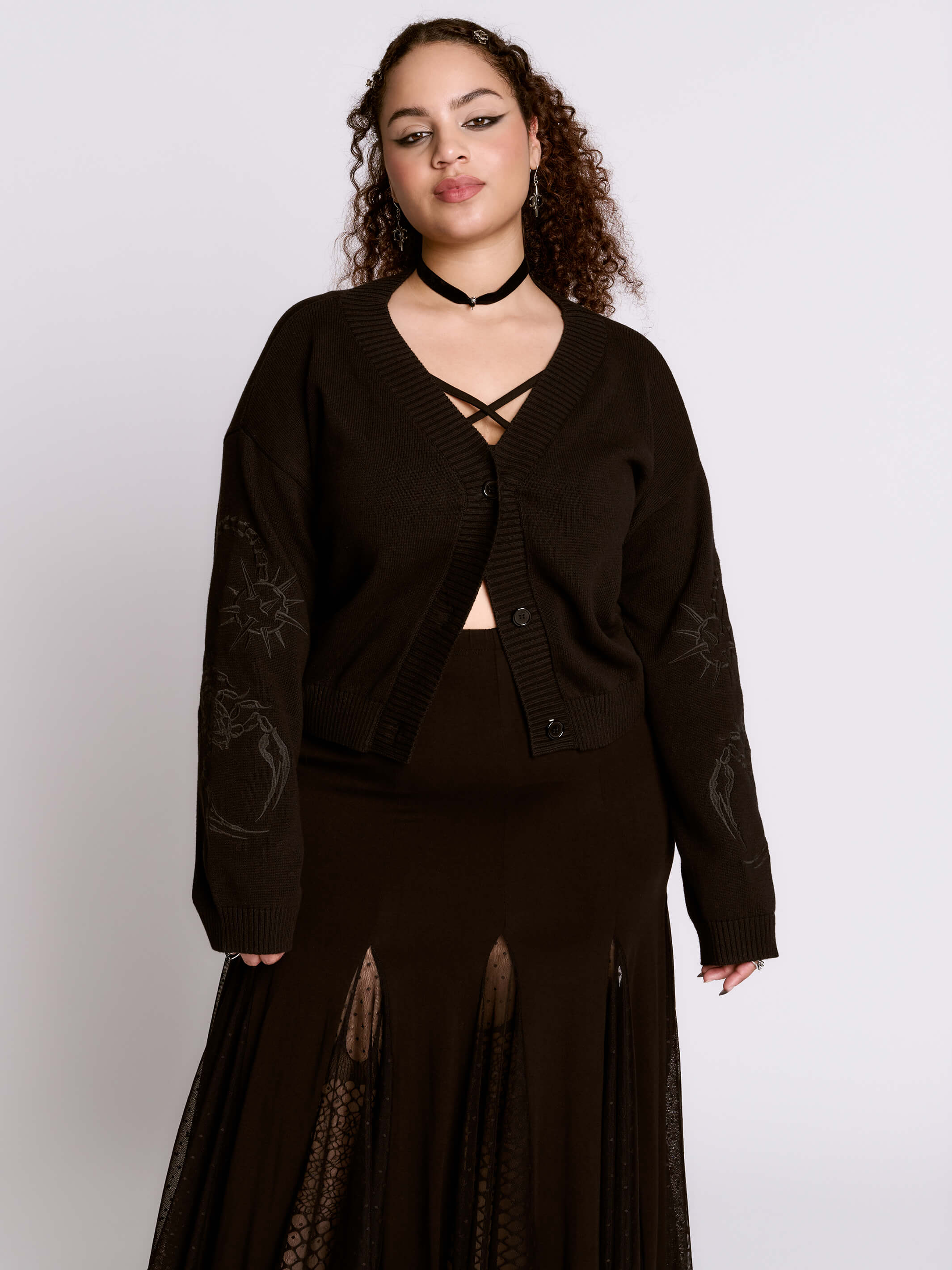 Scorpion Cropped Cardigan – Midnight Hour