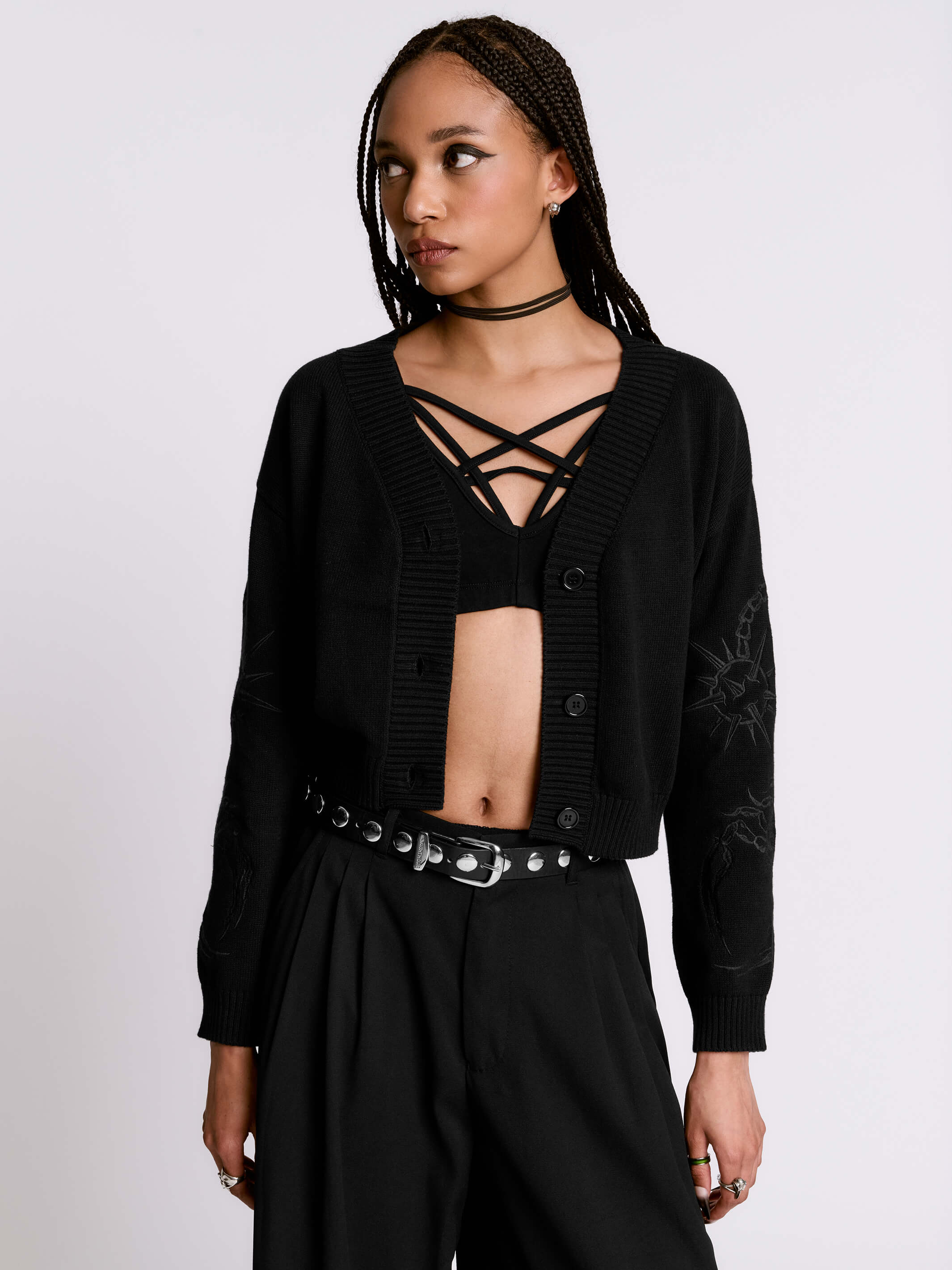 Scorpion Cropped Cardigan – Midnight Hour