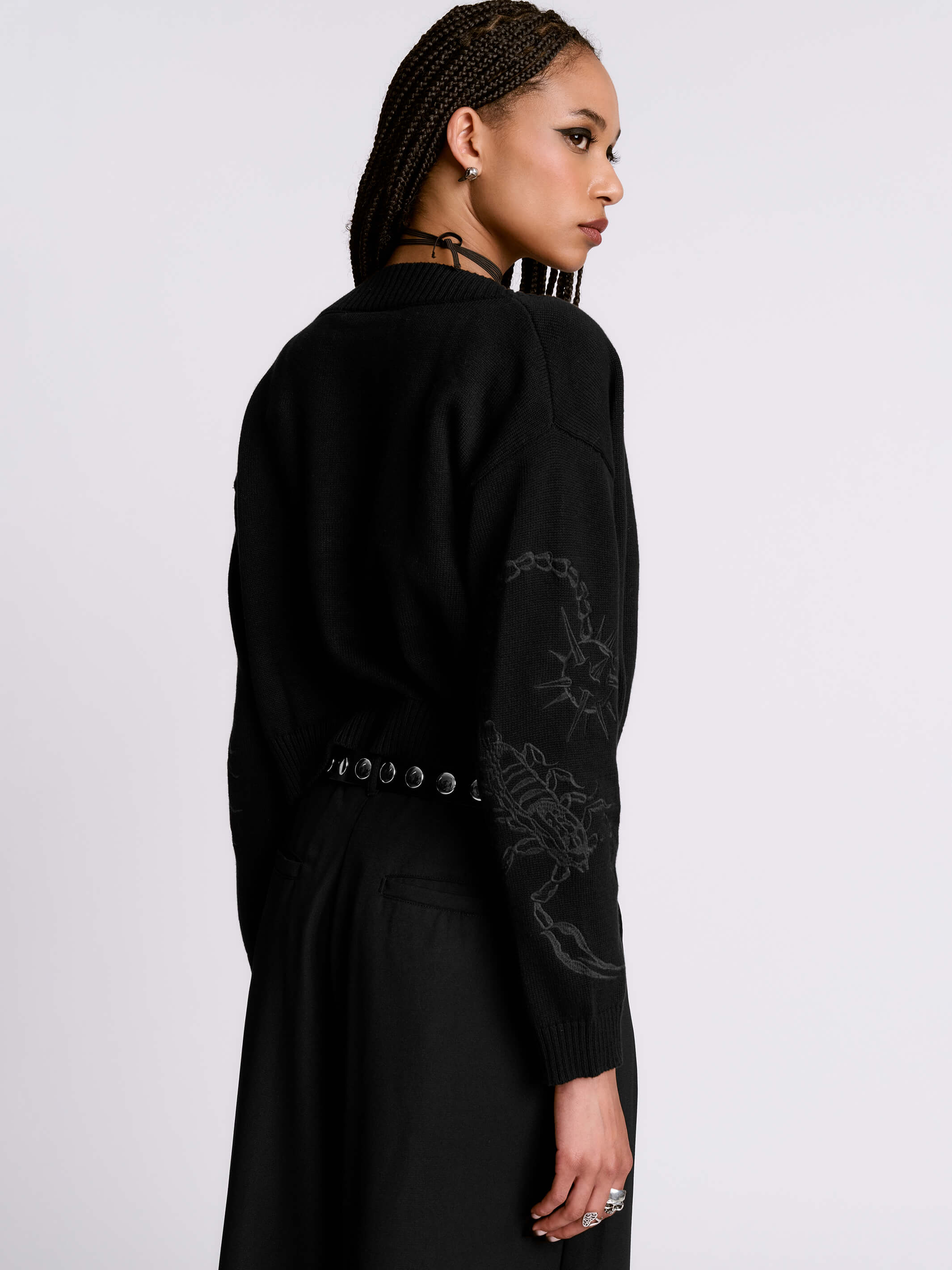 Scorpion Cropped Cardigan – Midnight Hour