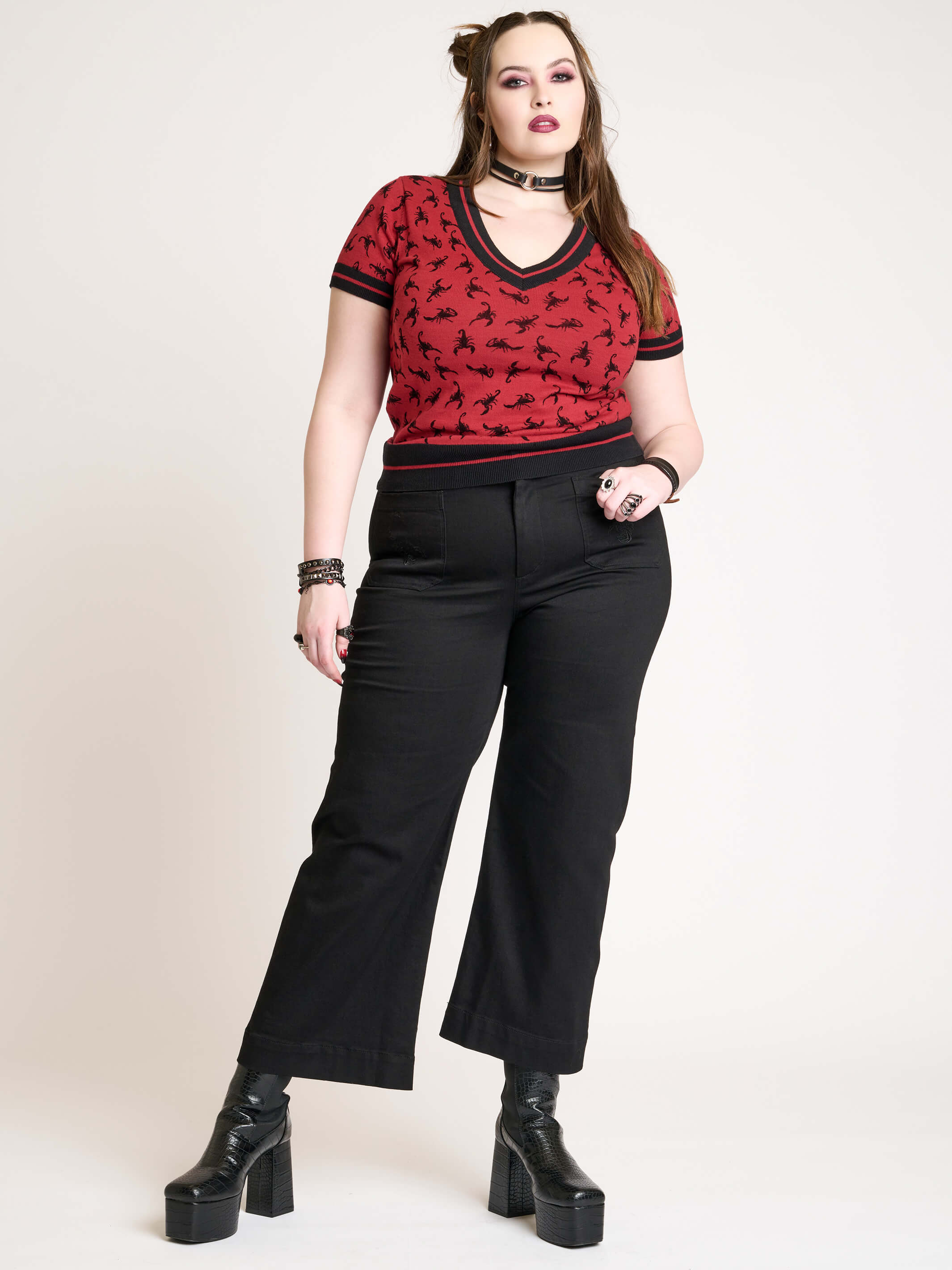 WIDE LEG CROP Black Jeans main image 0