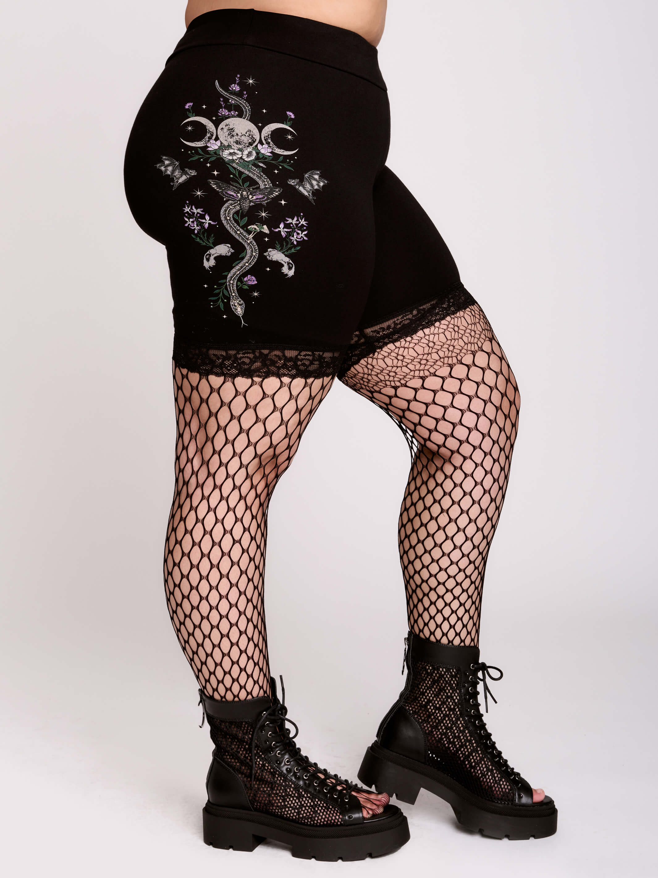 Serpent's Garden Bike Shorts by Midnight Hour – High-Waisted Goth