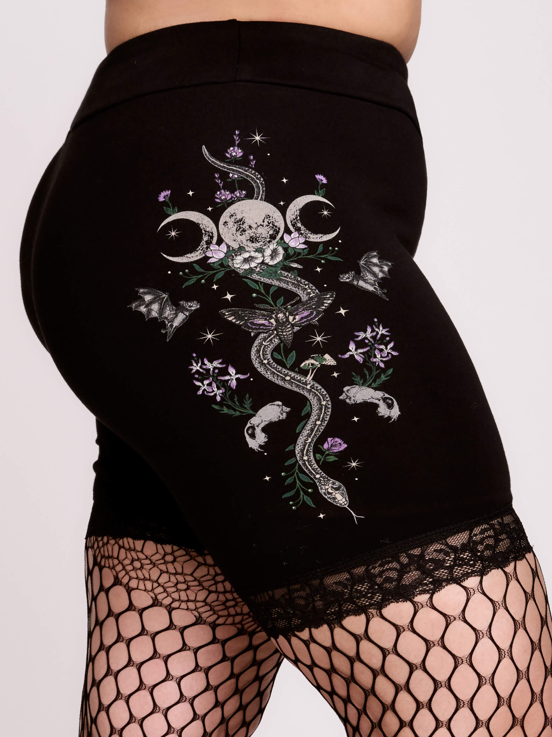 Serpent's Garden Goth Bike Shorts by Midnight Hour – High-Waisted