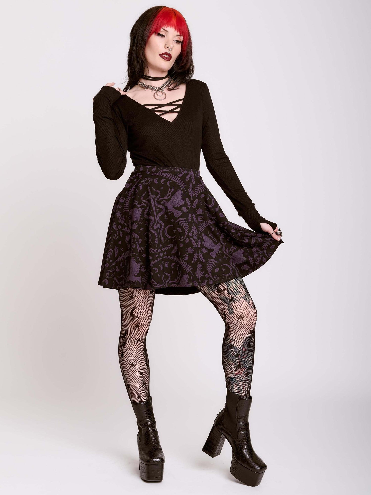 Midnight Swan Organic Long Sleeve Top with Frill