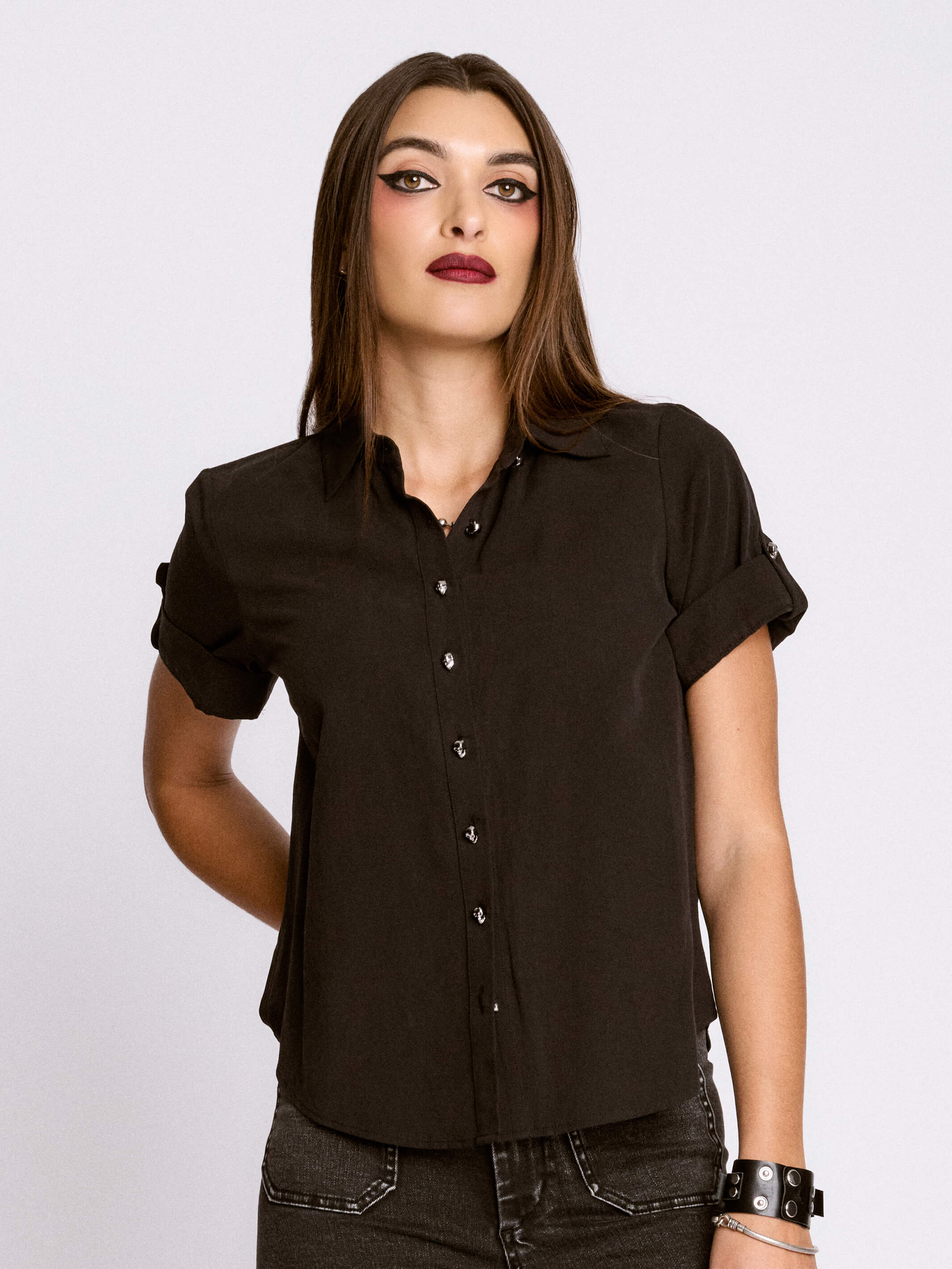 Skull Button Up Shirt – Midnight Hour