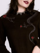Embroidered Snake Rose Sweater
