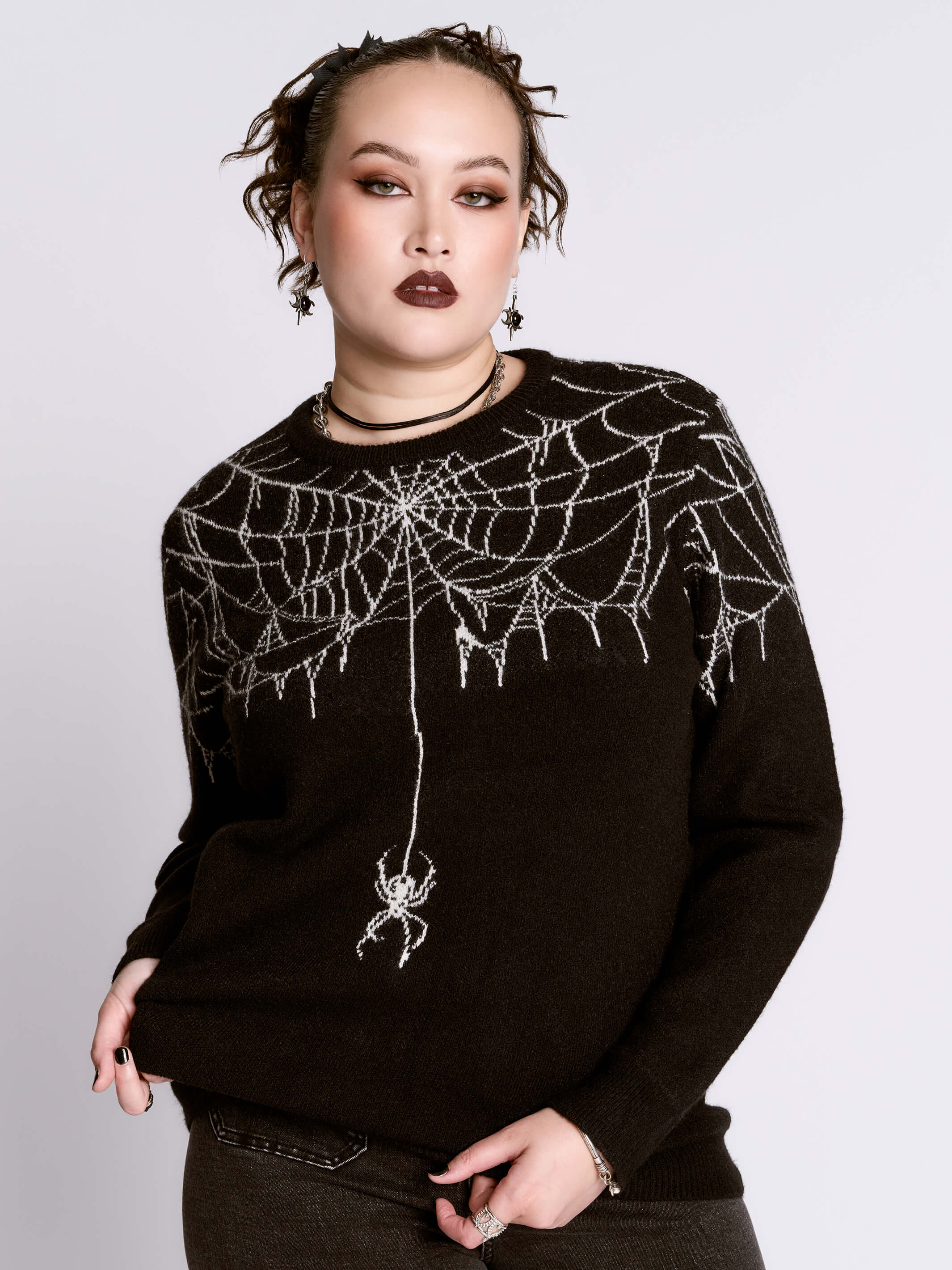 Spiderweb Sweater | Ultra-Soft Cozy Gothic Knit – Midnight Hour