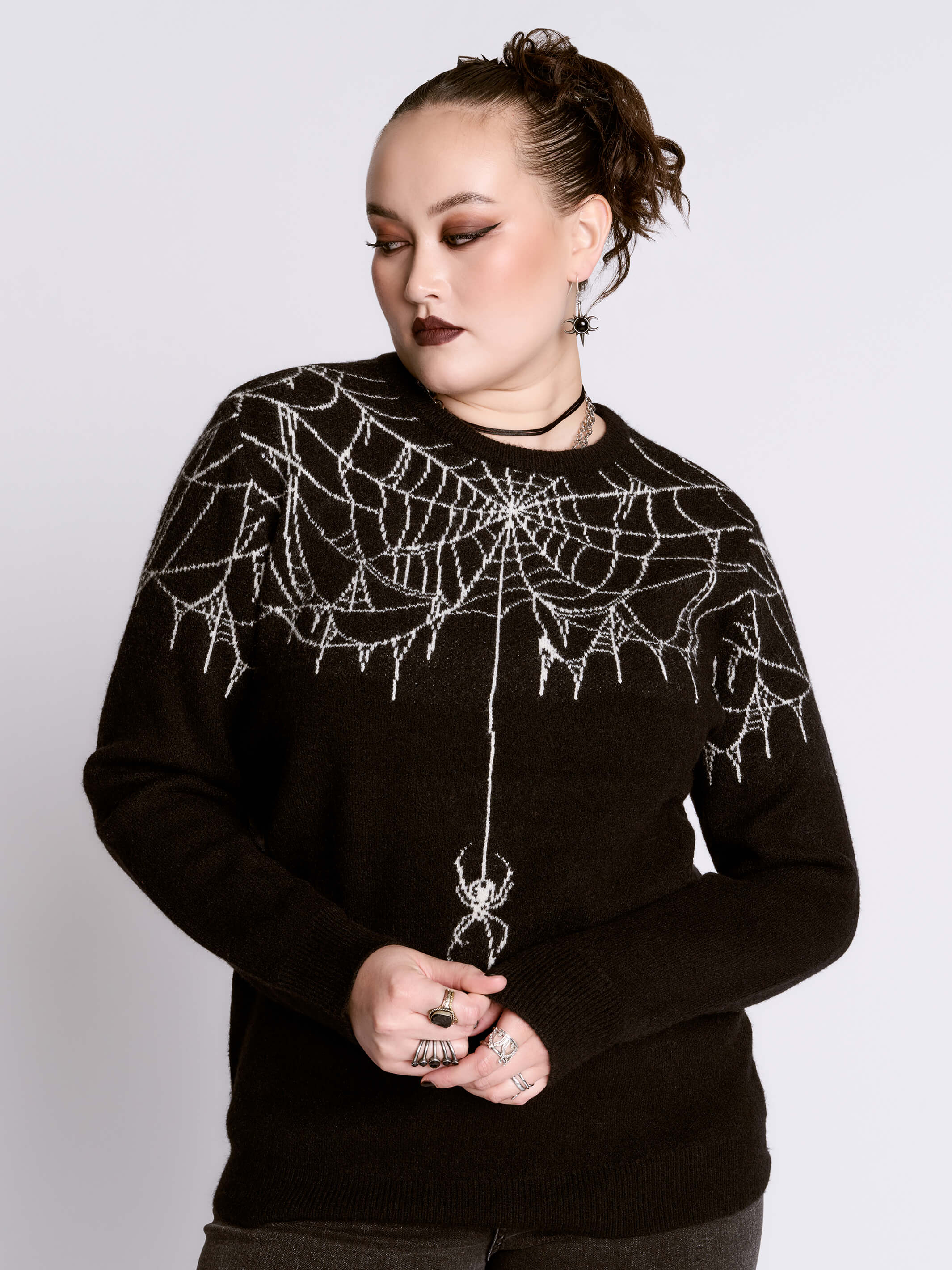 Spiderweb Sweater | Ultra-Soft Cozy Gothic Knit – Midnight Hour