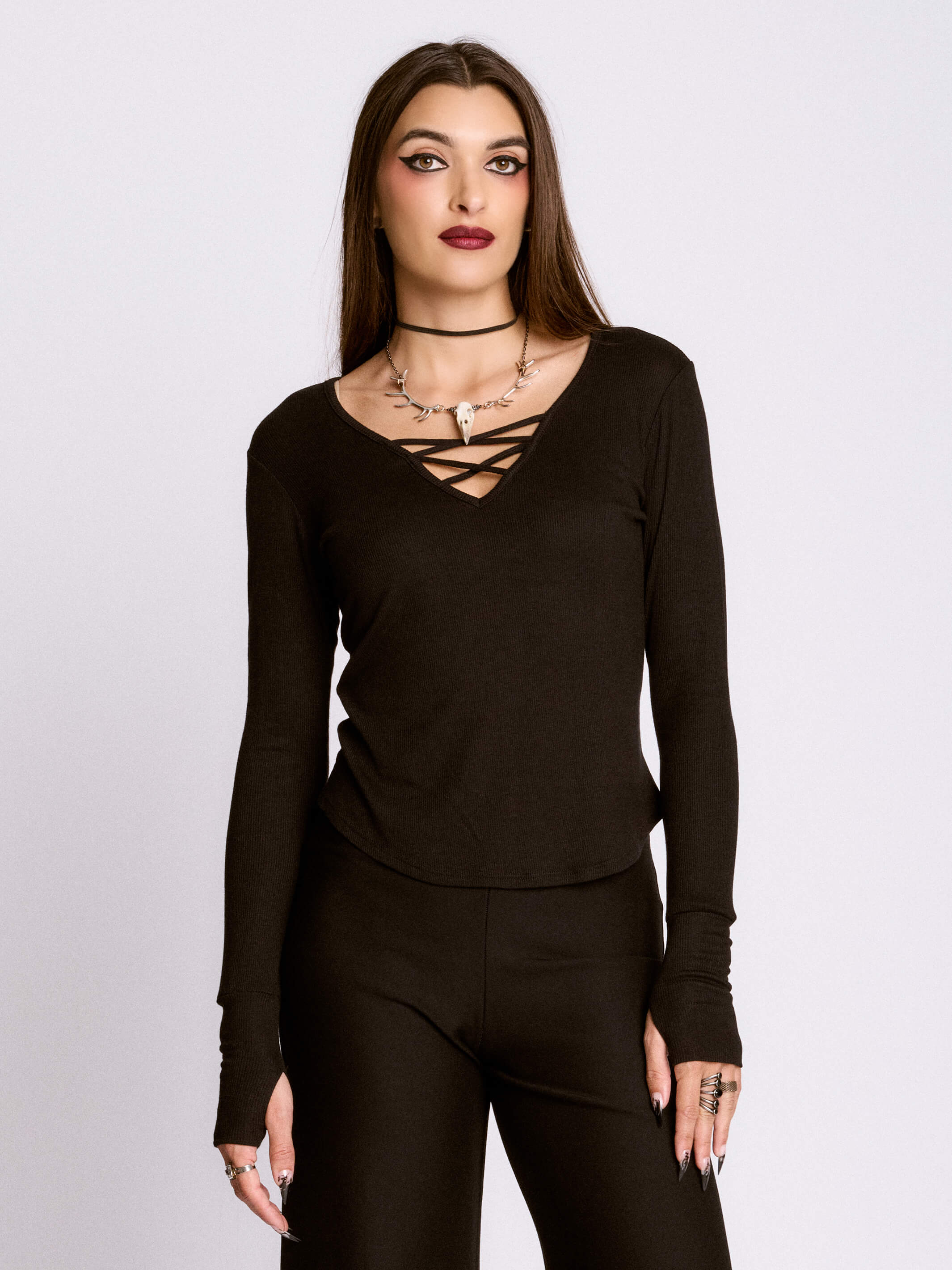 Long Sleeve Spine Top – Midnight Hour