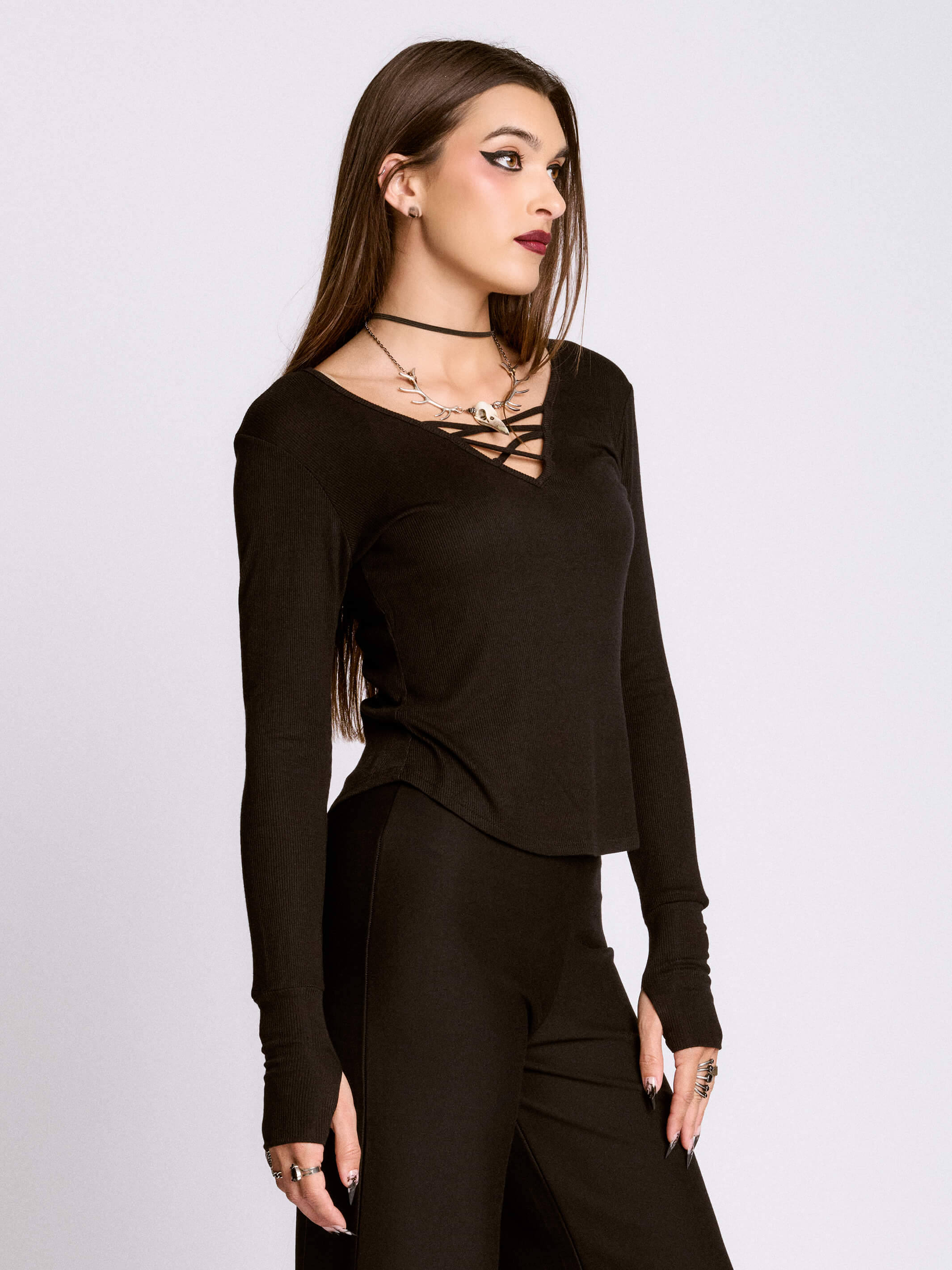 Long Sleeve Spine Top – Midnight Hour