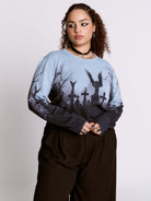 spooky cemetery sweater