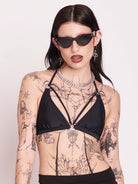 Strappy Black Triangle Bikini Top
