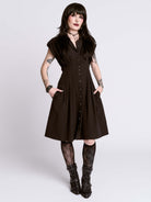 STUDDED SKULL BUTTON DRESS