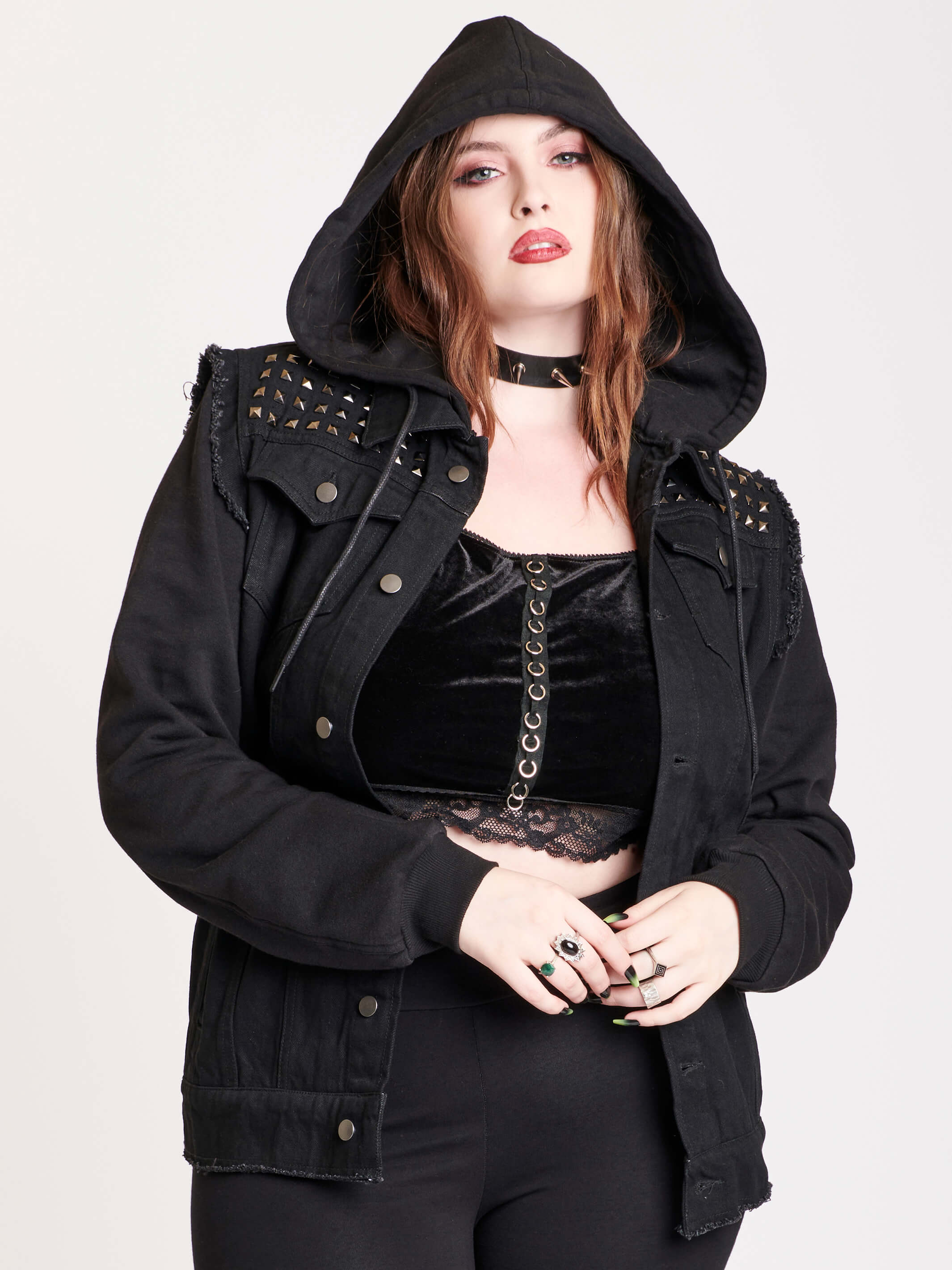 Studded Denim Jacket – Midnight Hour