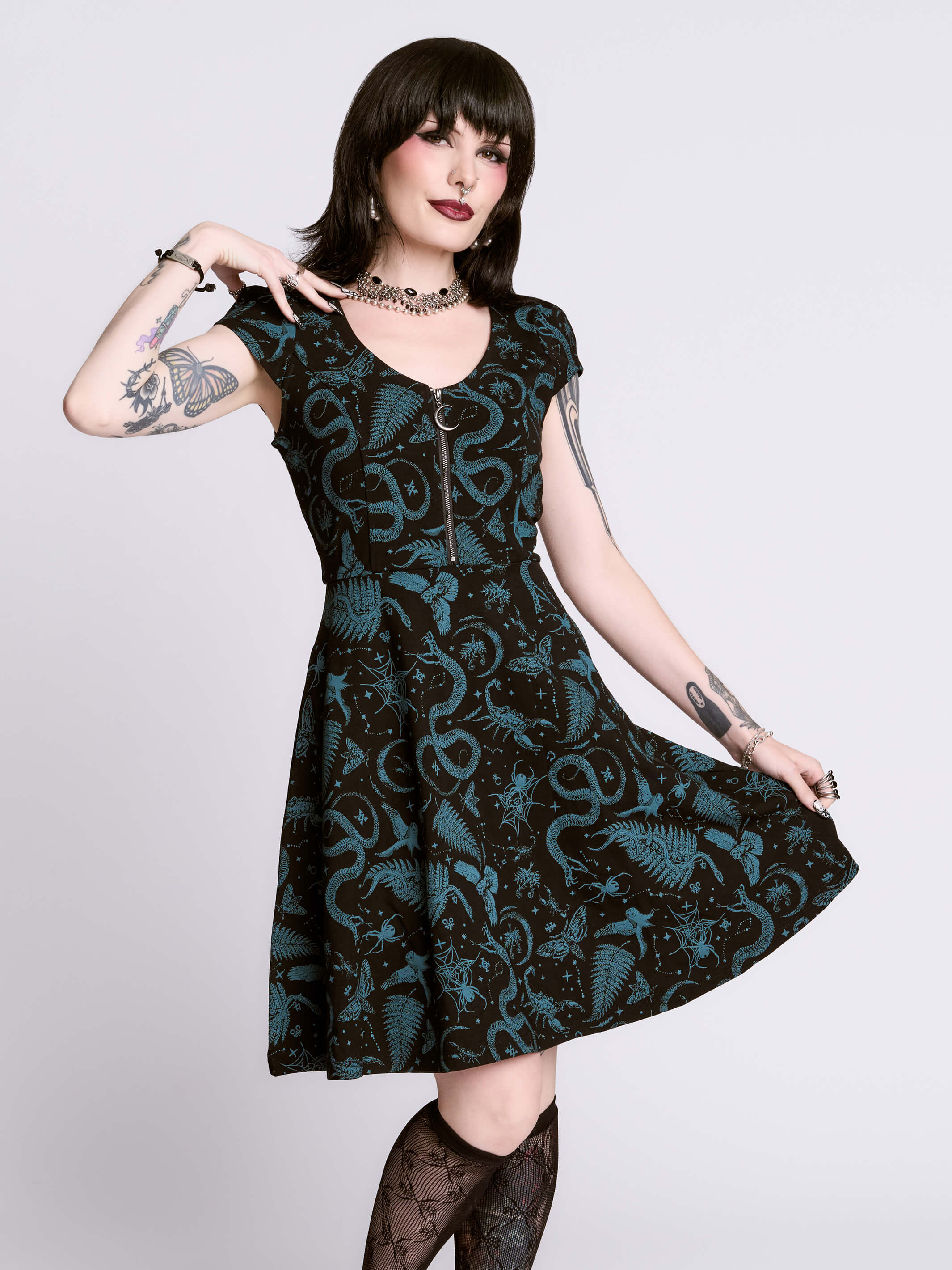 Swamp Life Dress | Zip Front Ponte Skater Dress | Midnight Hour