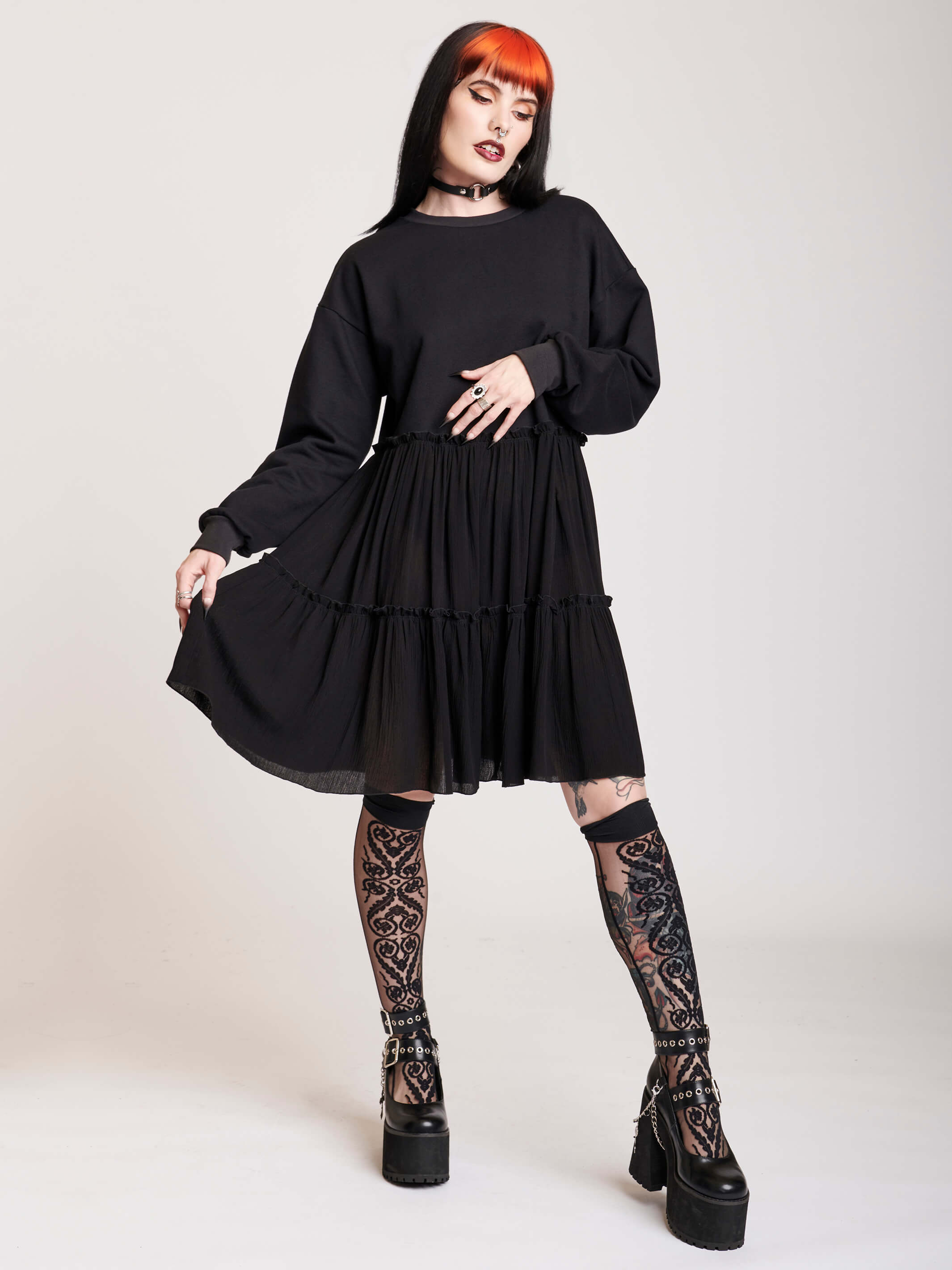 Sweatshirt baby doll dress