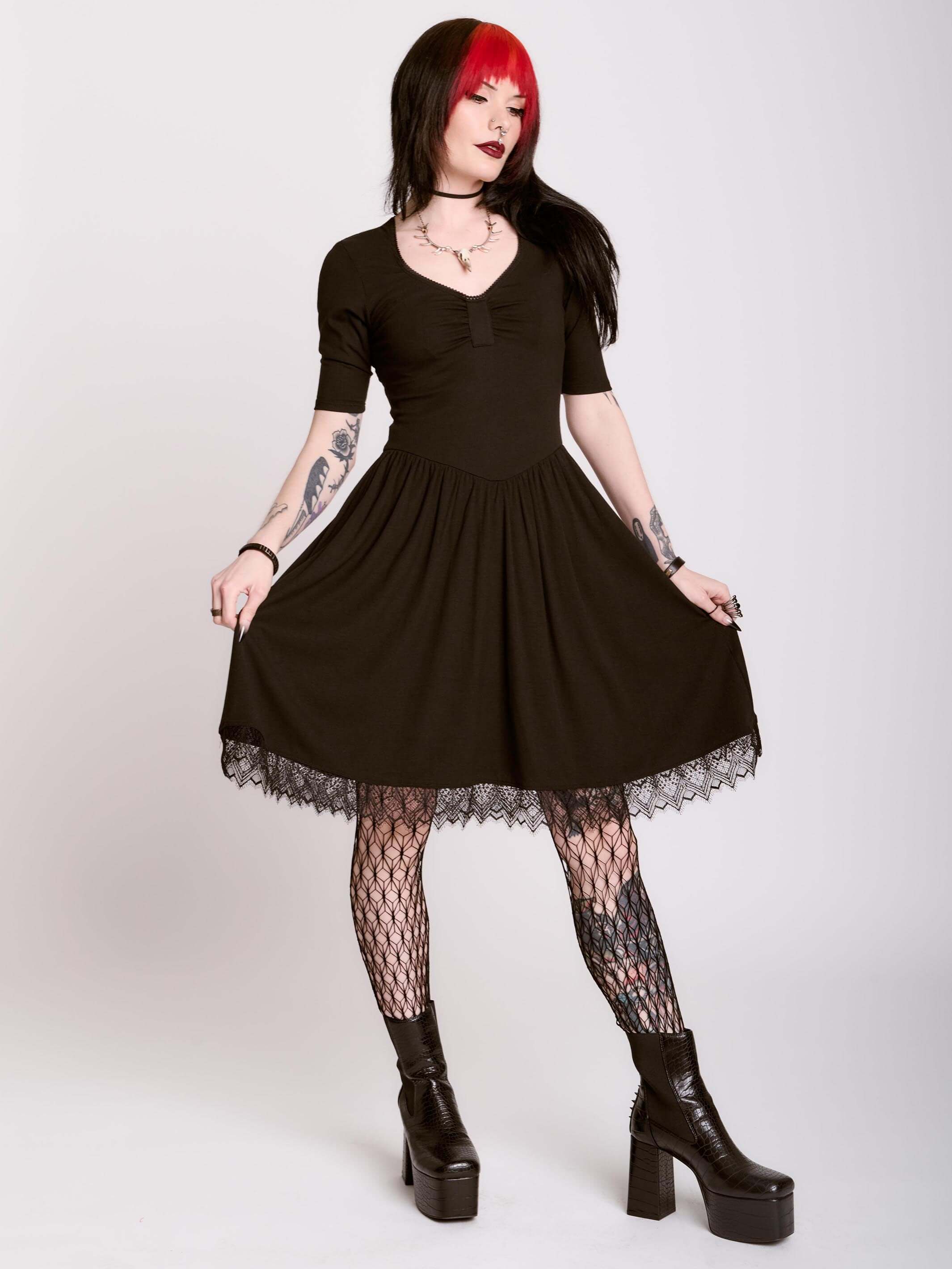 rib sleeveless sweetheart henley dress - dark navy Lois Feather Rib Henley Tank Dress S / Black