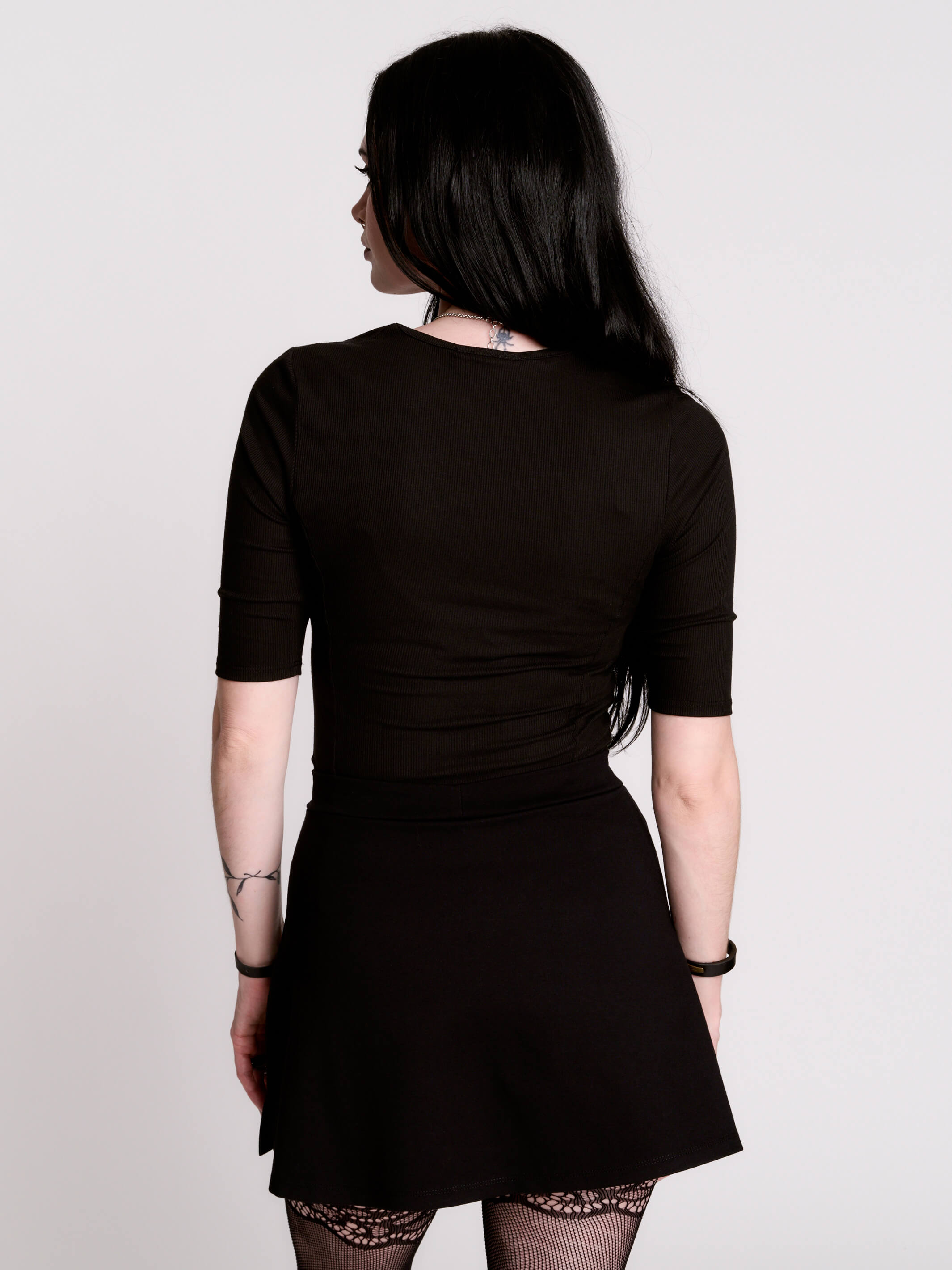 Rib Sweetheart Neck Top in Black by Midnight Hour | Soft Cotton, 3
