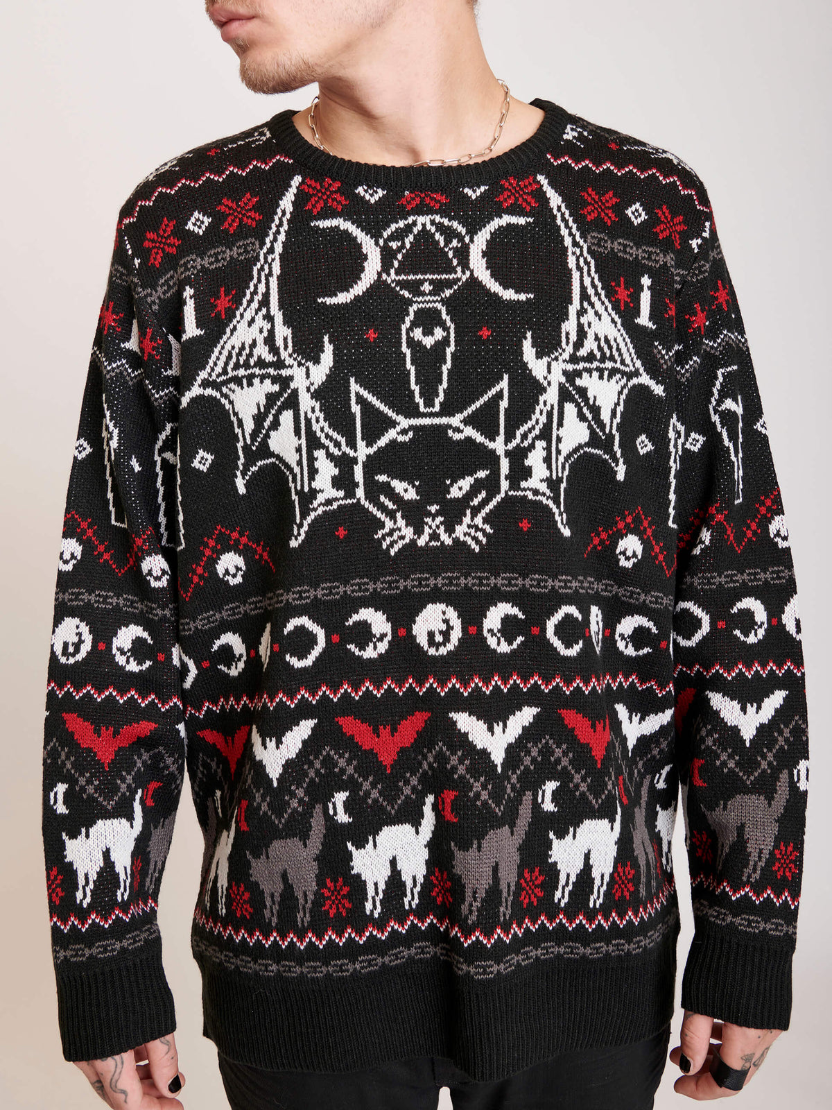 bat cat ugly xmas sweater