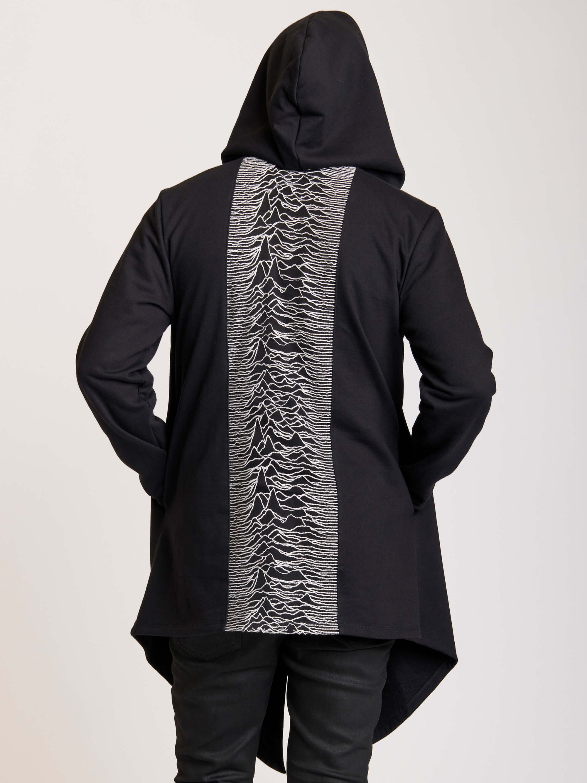 hooded cardigan with back mesh panel detail