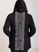 hooded cardigan with back mesh panel detail