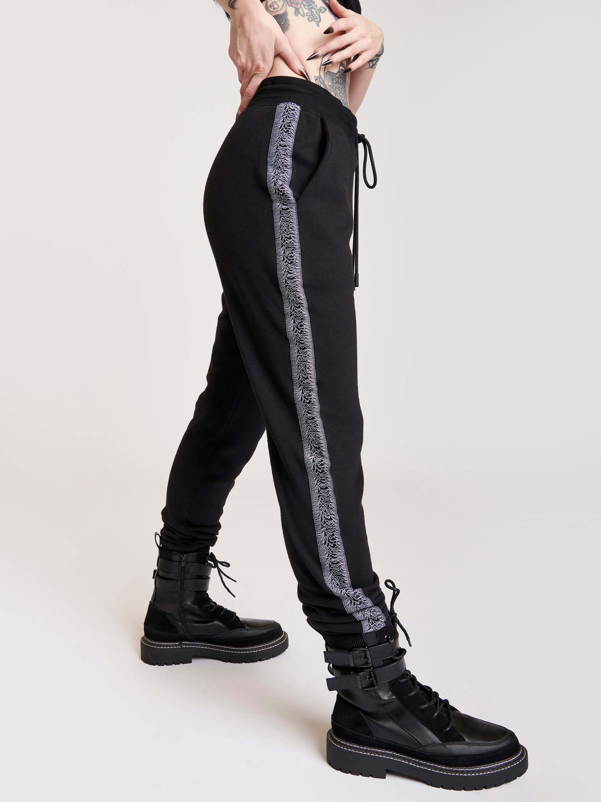 BLACK JOGGER WITH CUSTOM SIDE TAPE DETAIL