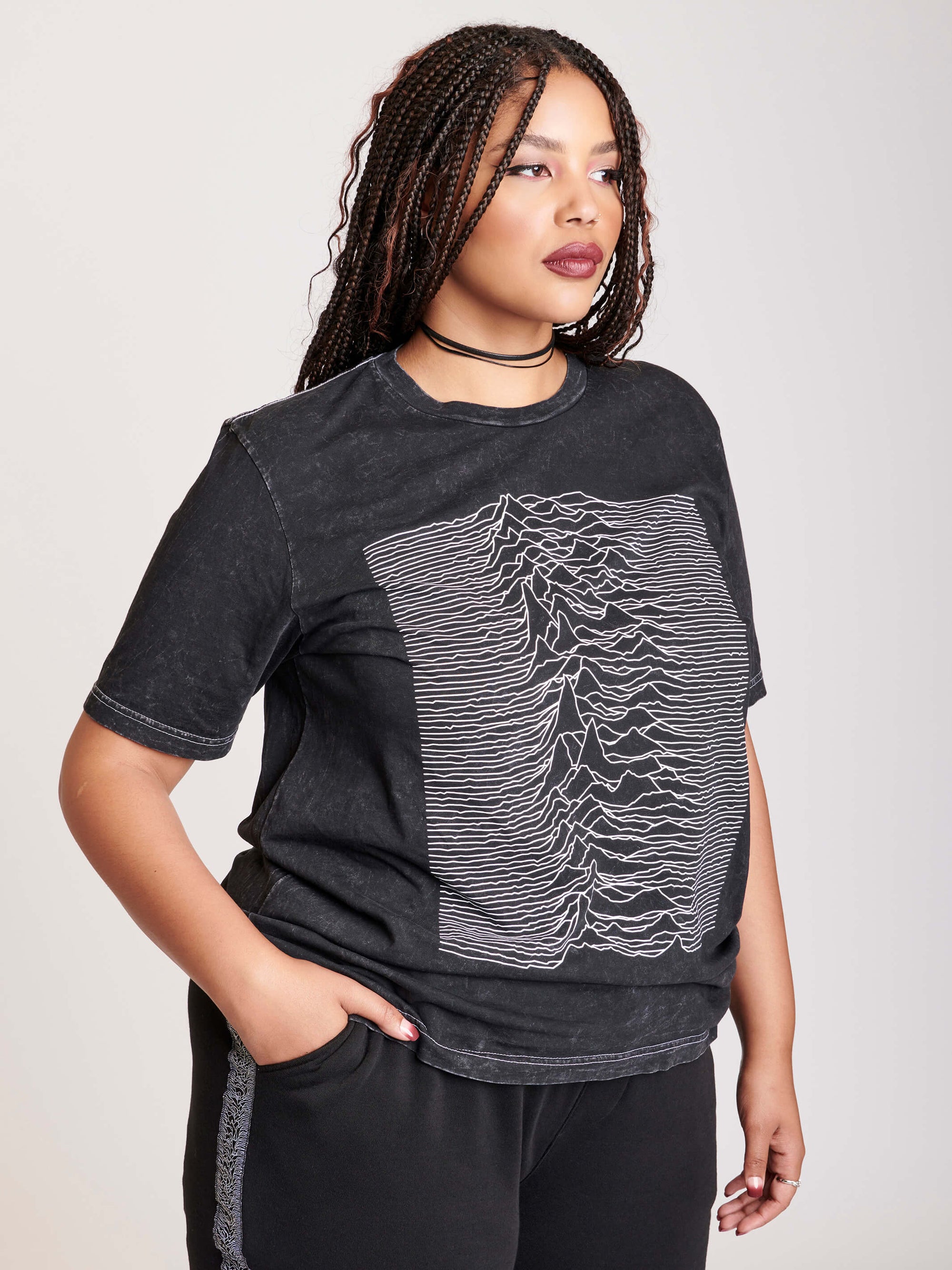 mineral wash t-shirt with front joy division art
