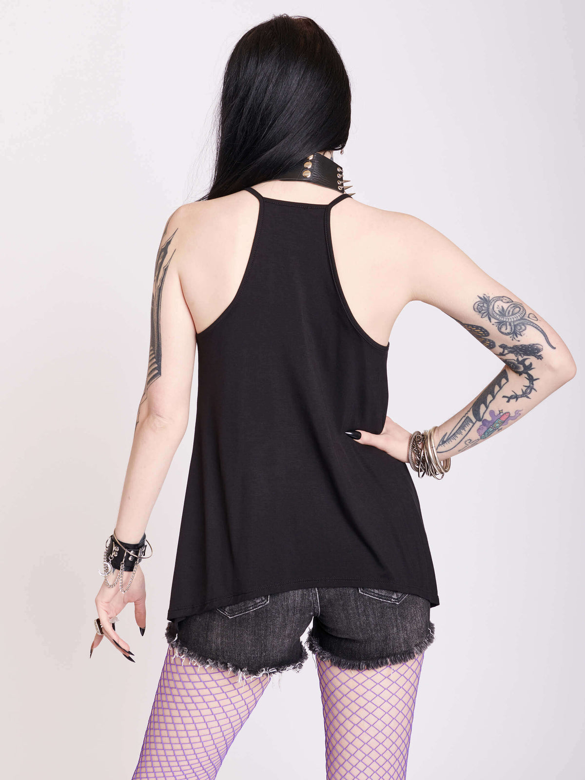 Black flowy tank with lace detail
