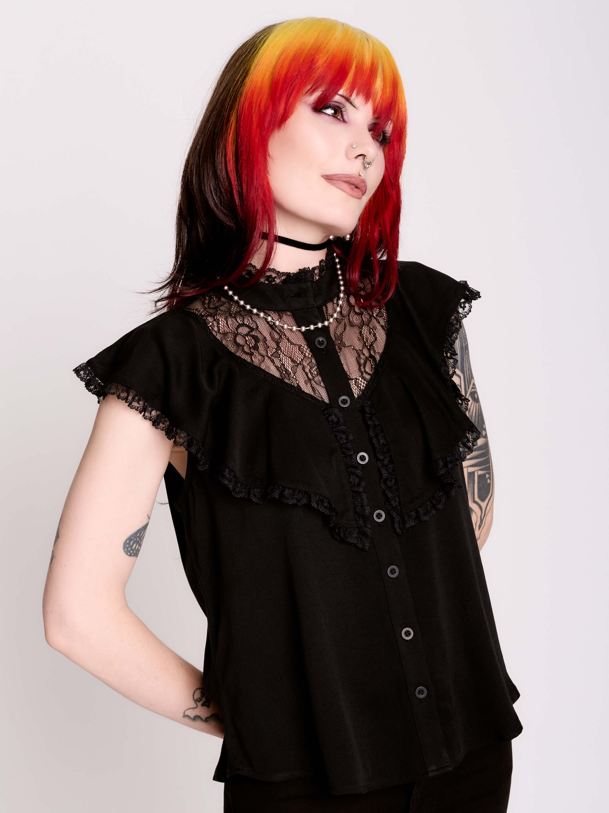 BLACK VICTORIAN LACE BLOUSE