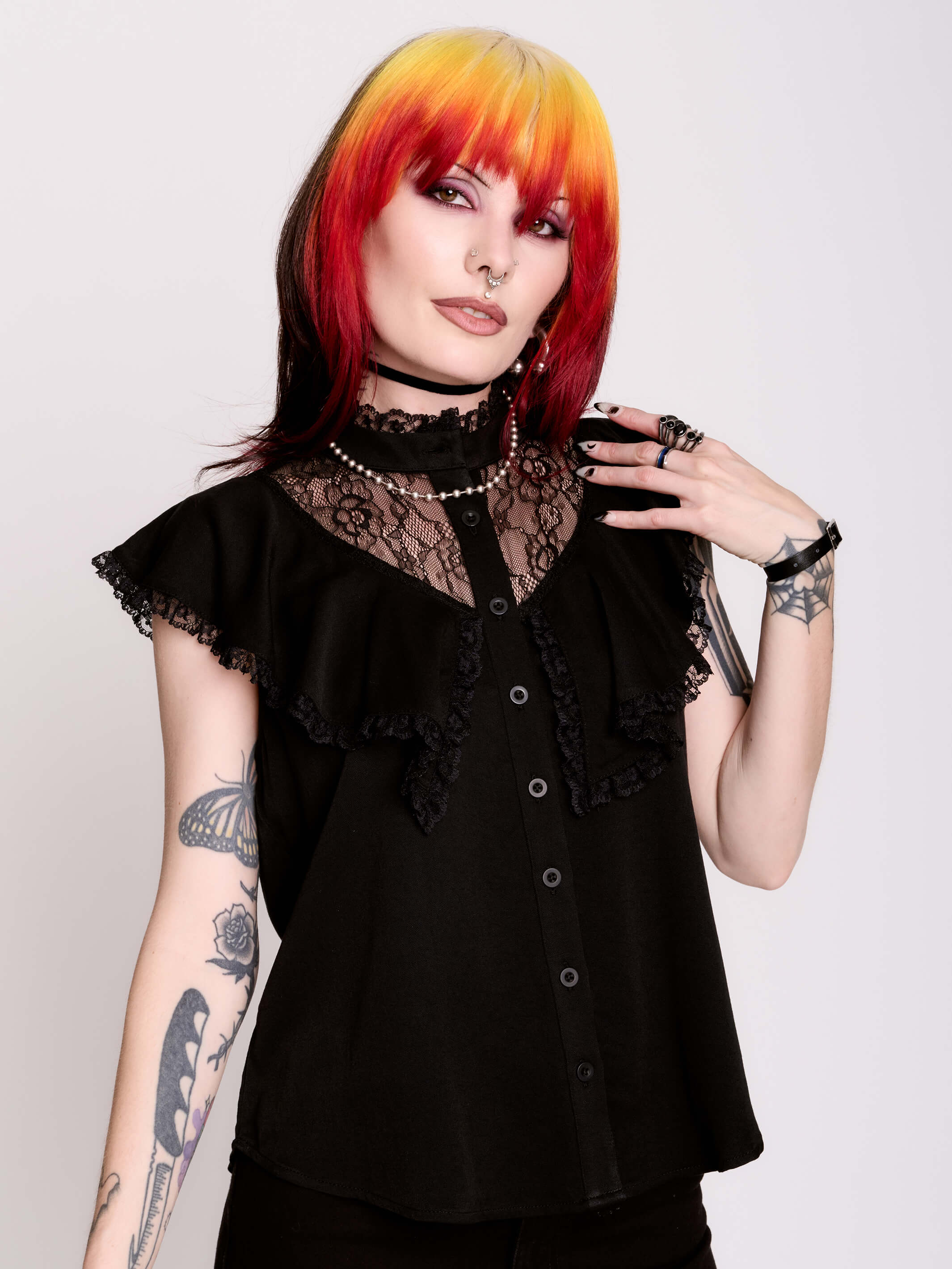 Black Victorian Lace Blouse by Midnight Hour – Romantic Goth