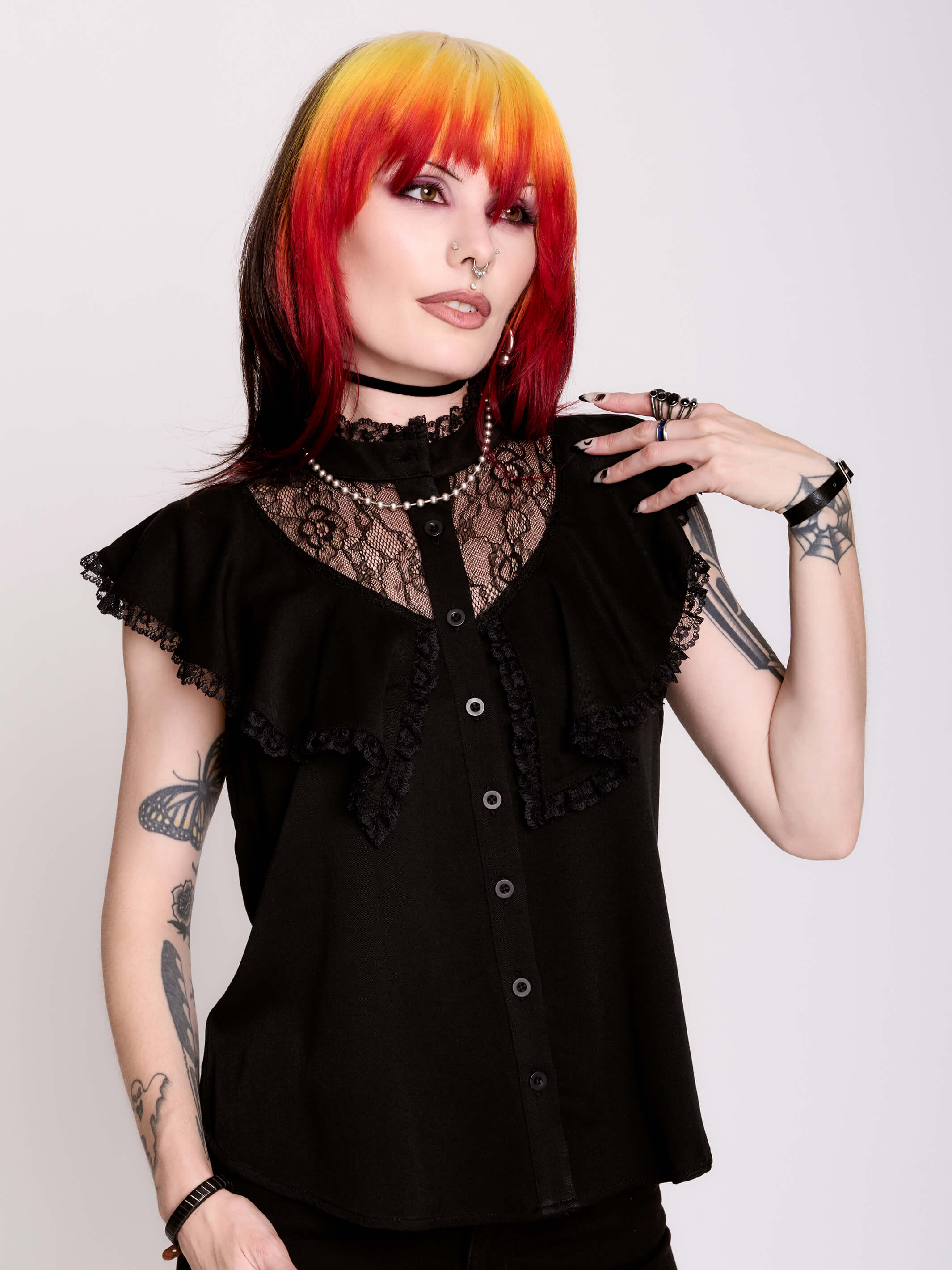 BLACK VICTORIAN LACE BLOUSE