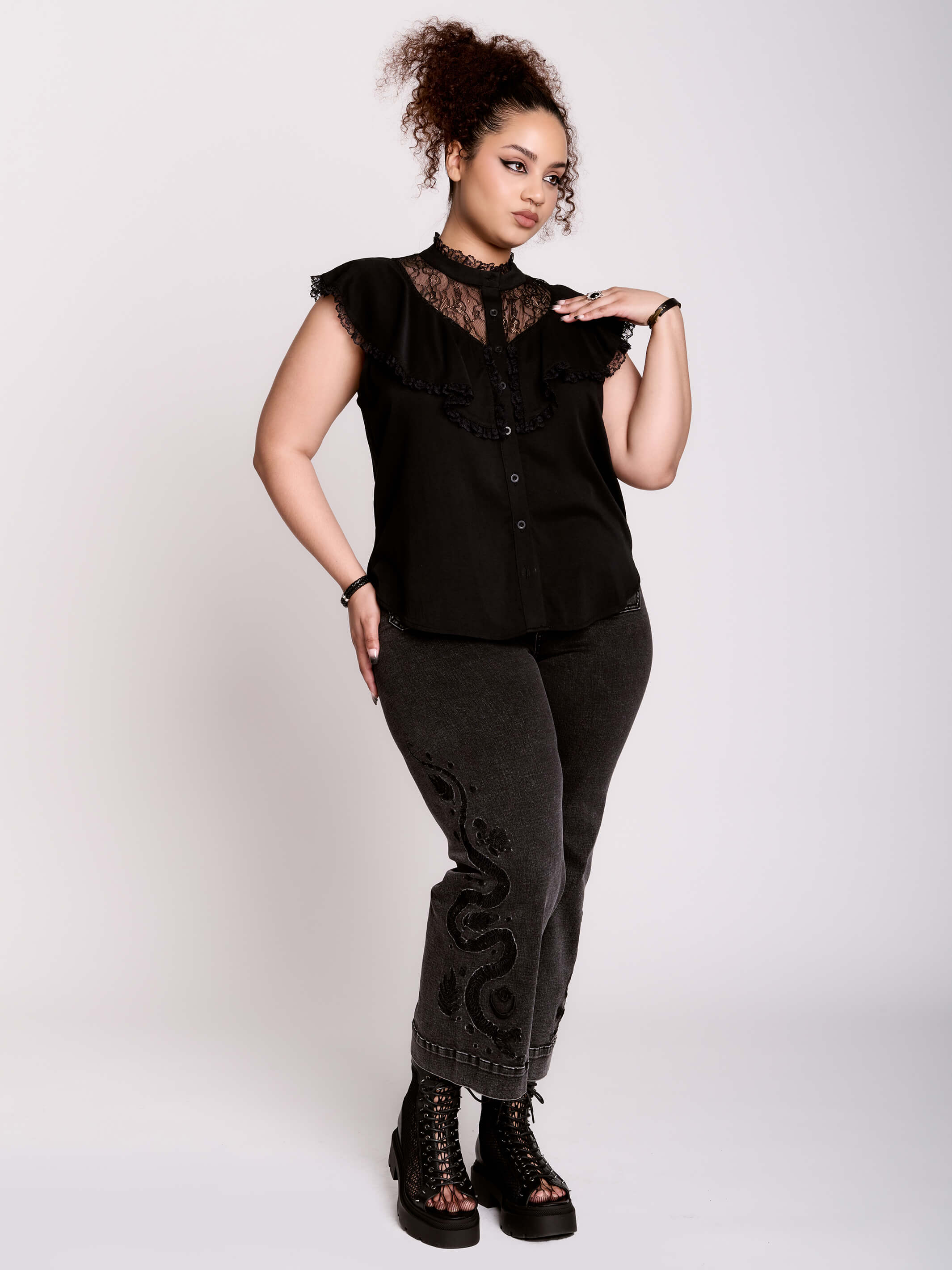 Black Victorian Lace Blouse by Midnight Hour – Romantic Goth