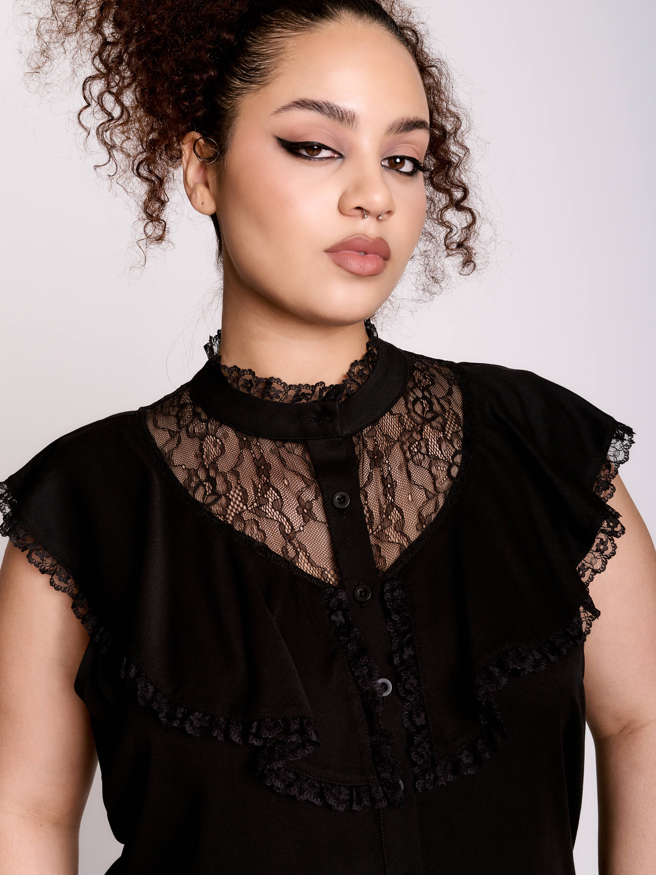 BLACK VICTORIAN LACE BLOUSE