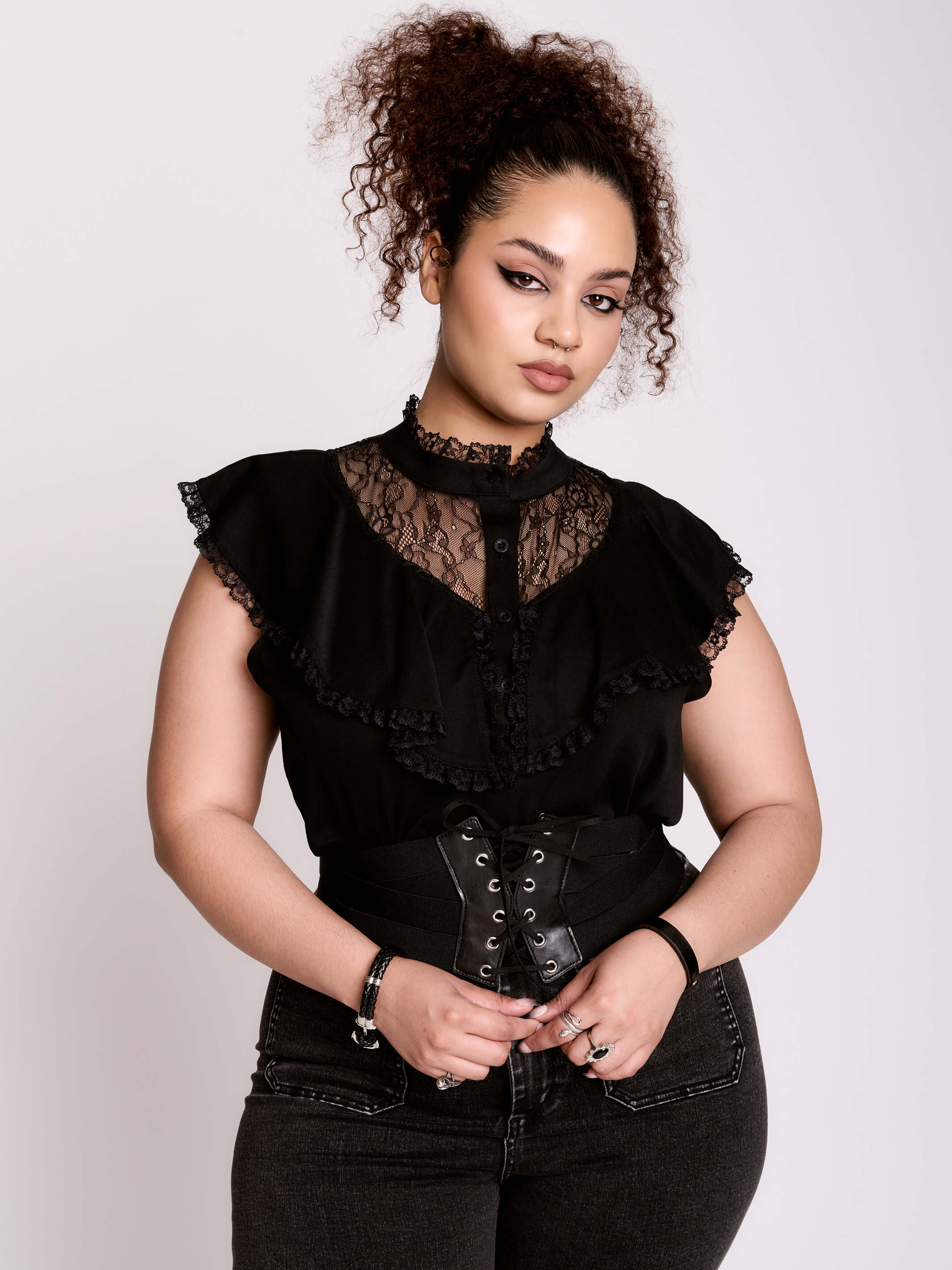 BLACK VICTORIAN LACE BLOUSE
