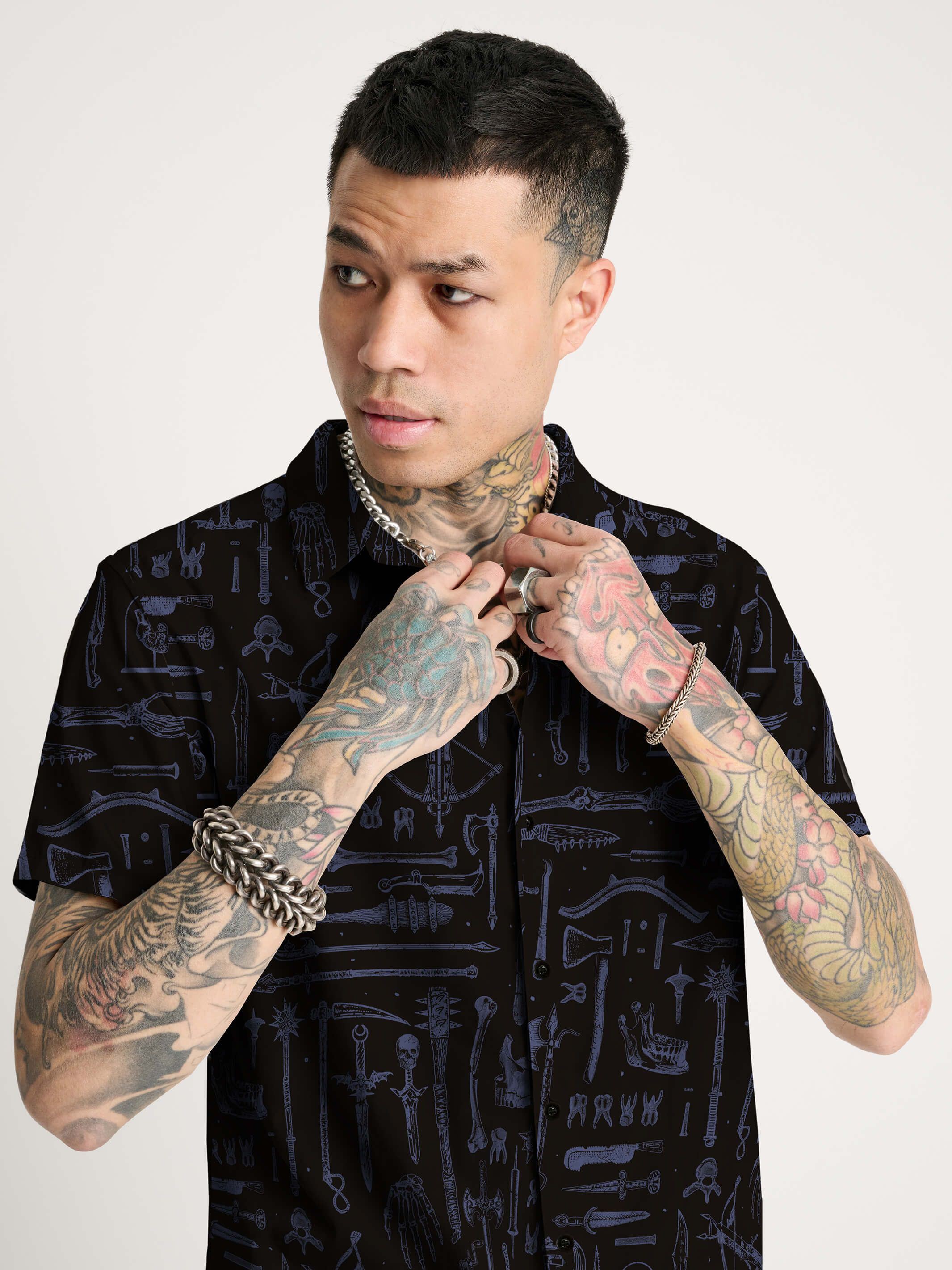 medieval weapons print shirt