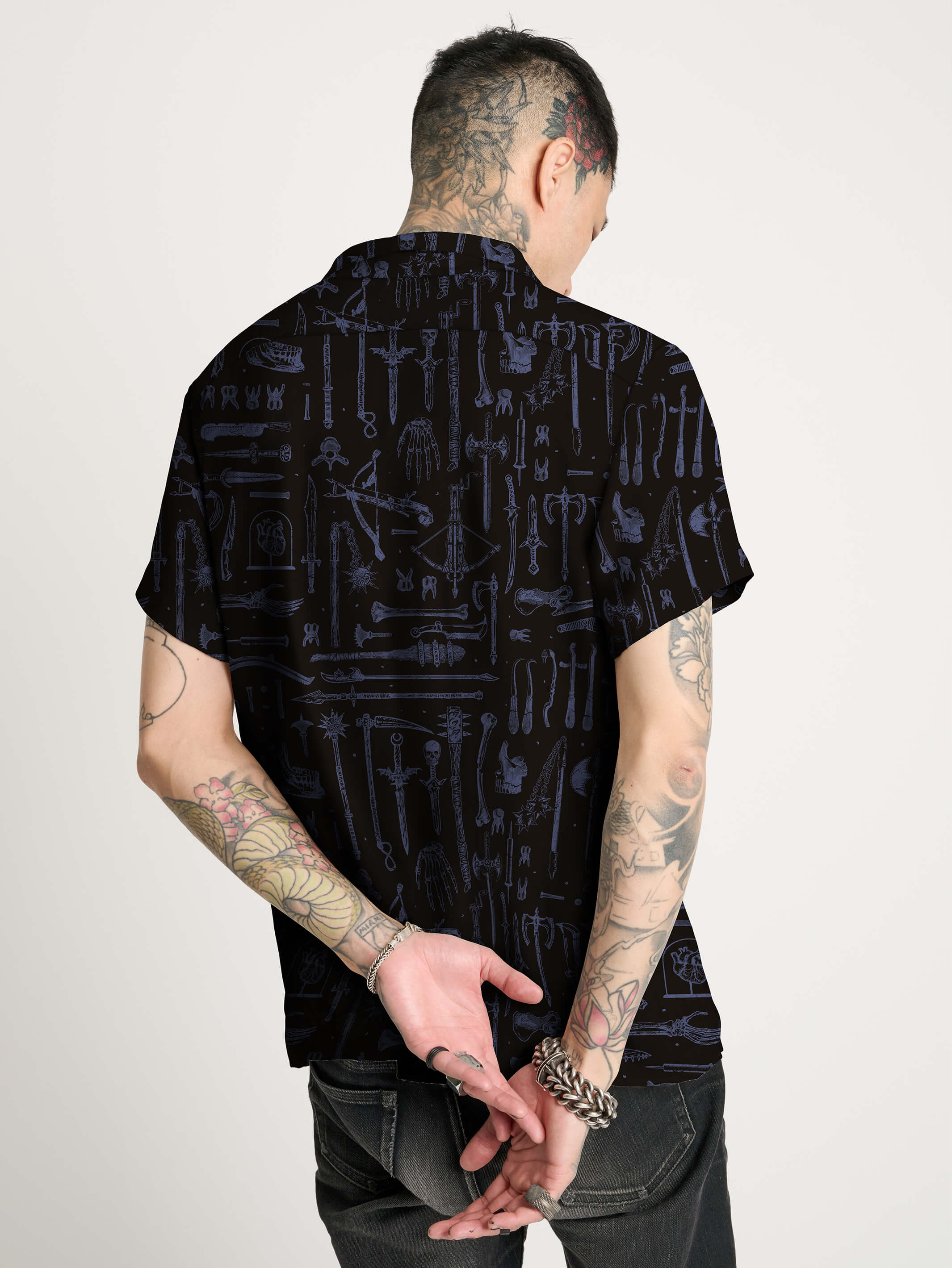 medieval weapons print shirt