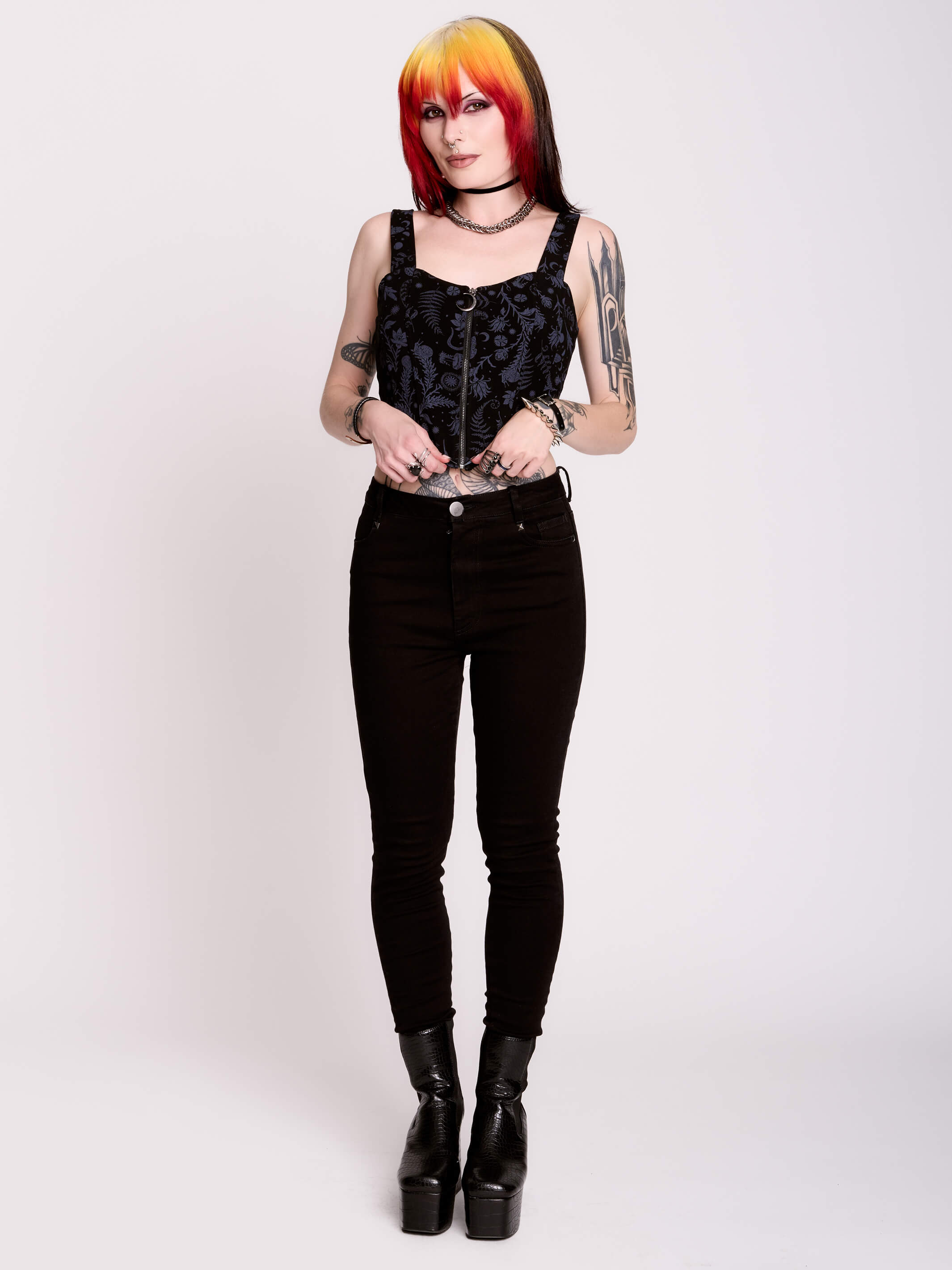 Witching Hour Corset Top by Midnight Hour – Zip-Front Ponte